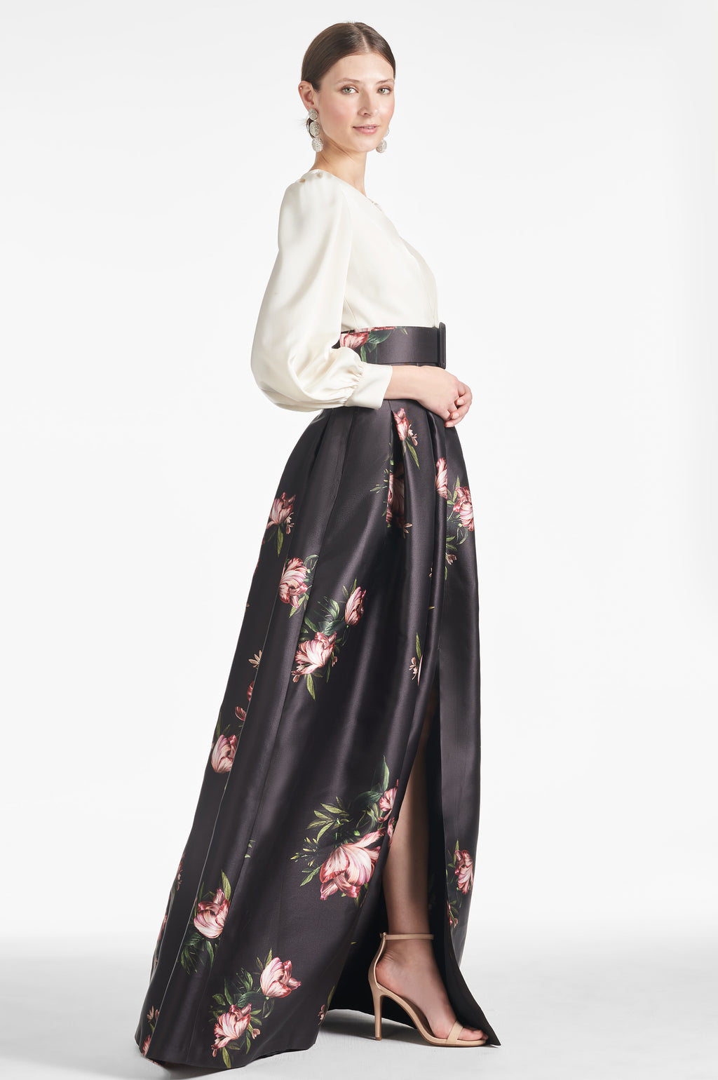 Annika Midi Skirt - Side Split A Line Skirt in Ivory