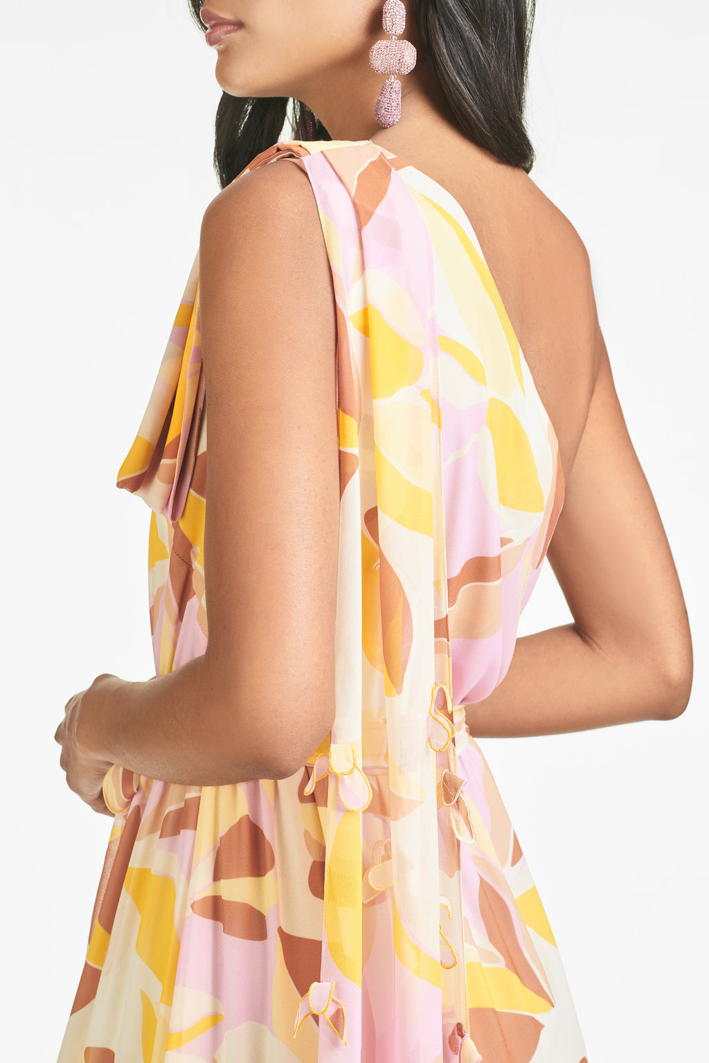 Yellow Floral Chiffon Dress