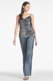 Tuxedo Sequin Alli Pant - Gunmetal - Final Sale