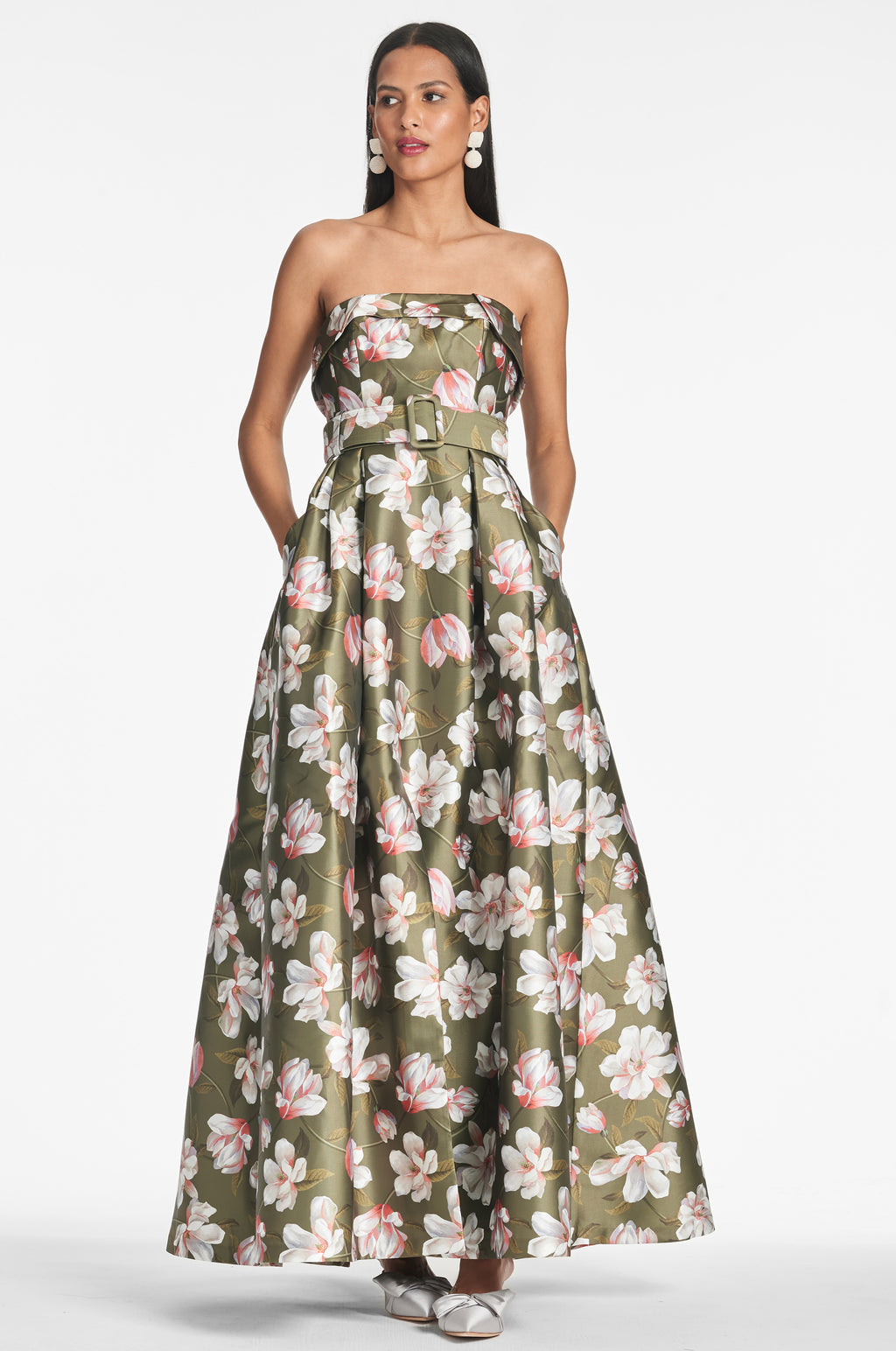 Brielle Gown in Moss Magnolia - Sachin & Babi