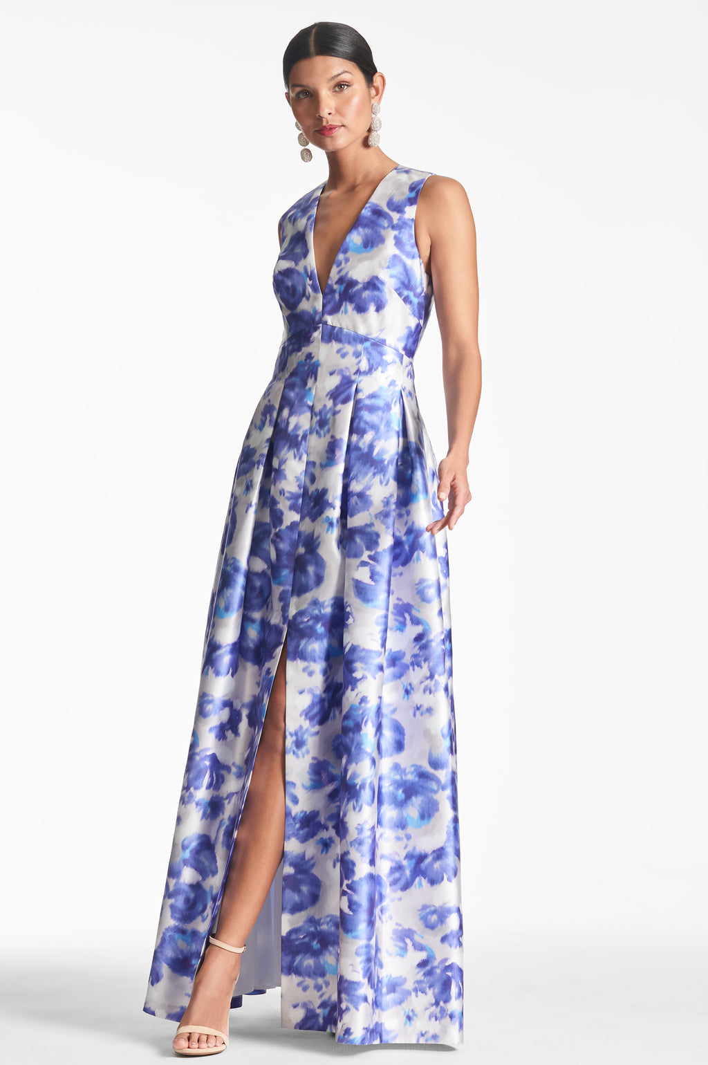 Brooke Gown in Azure Watercolor Floral - Sachin & Babi