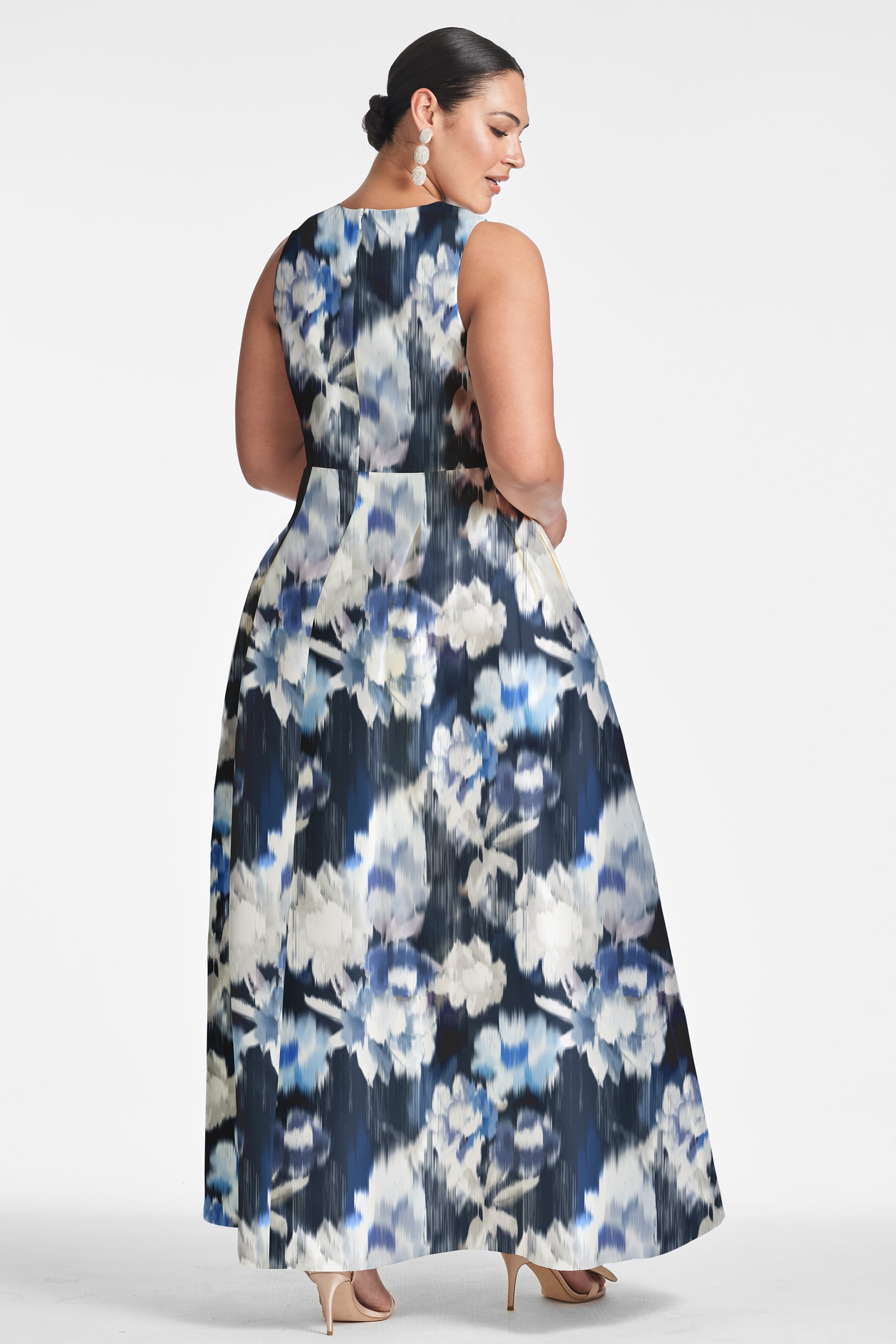 Brooke Gown - Blue Ikat Floral - Final Sale