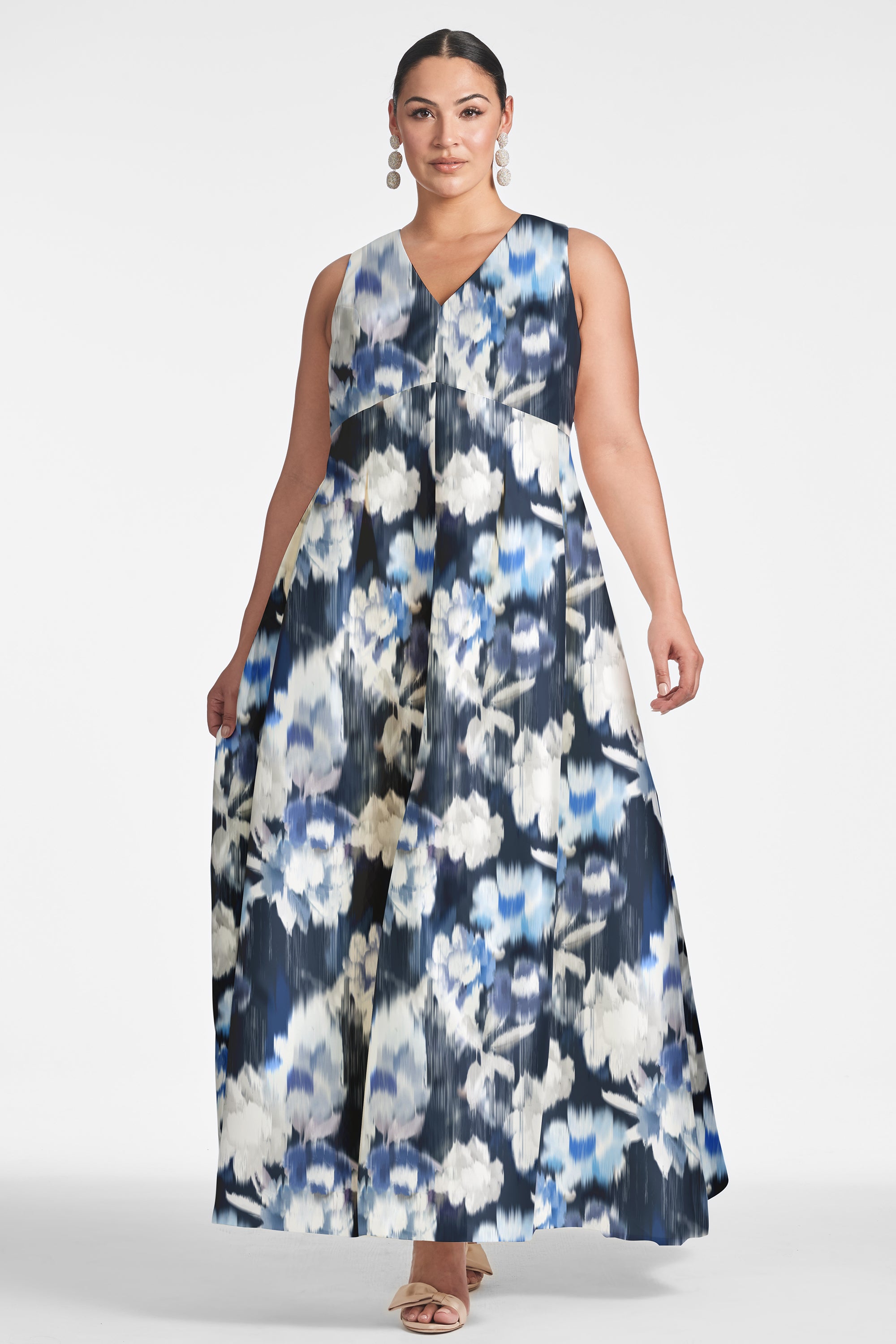 Brooke Gown - Blue Ikat Floral - Final Sale