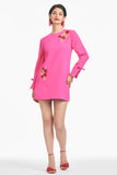 Embroidered Lily Dress - Electric Pink