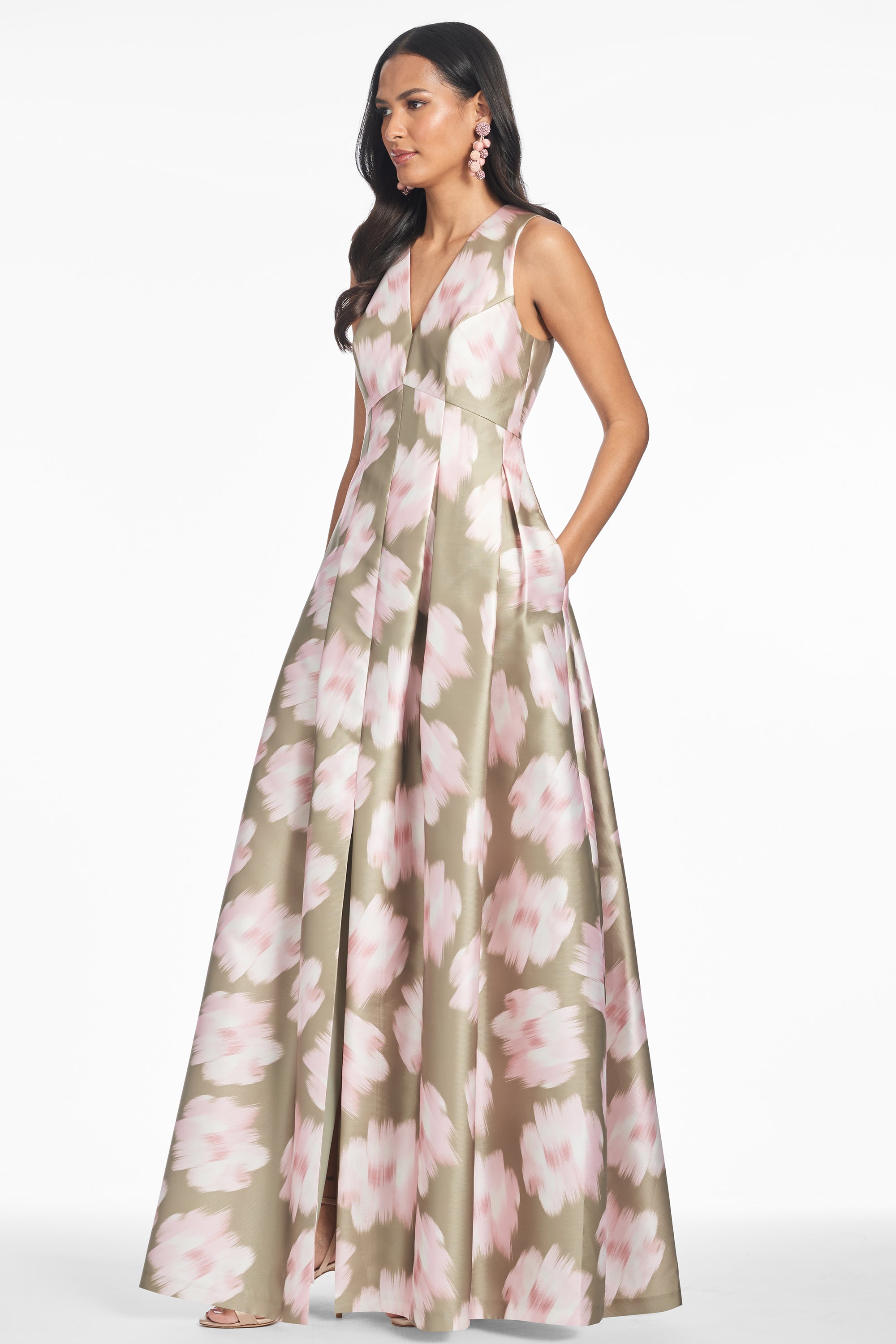 Brooke Gown - Green Ikat Floral