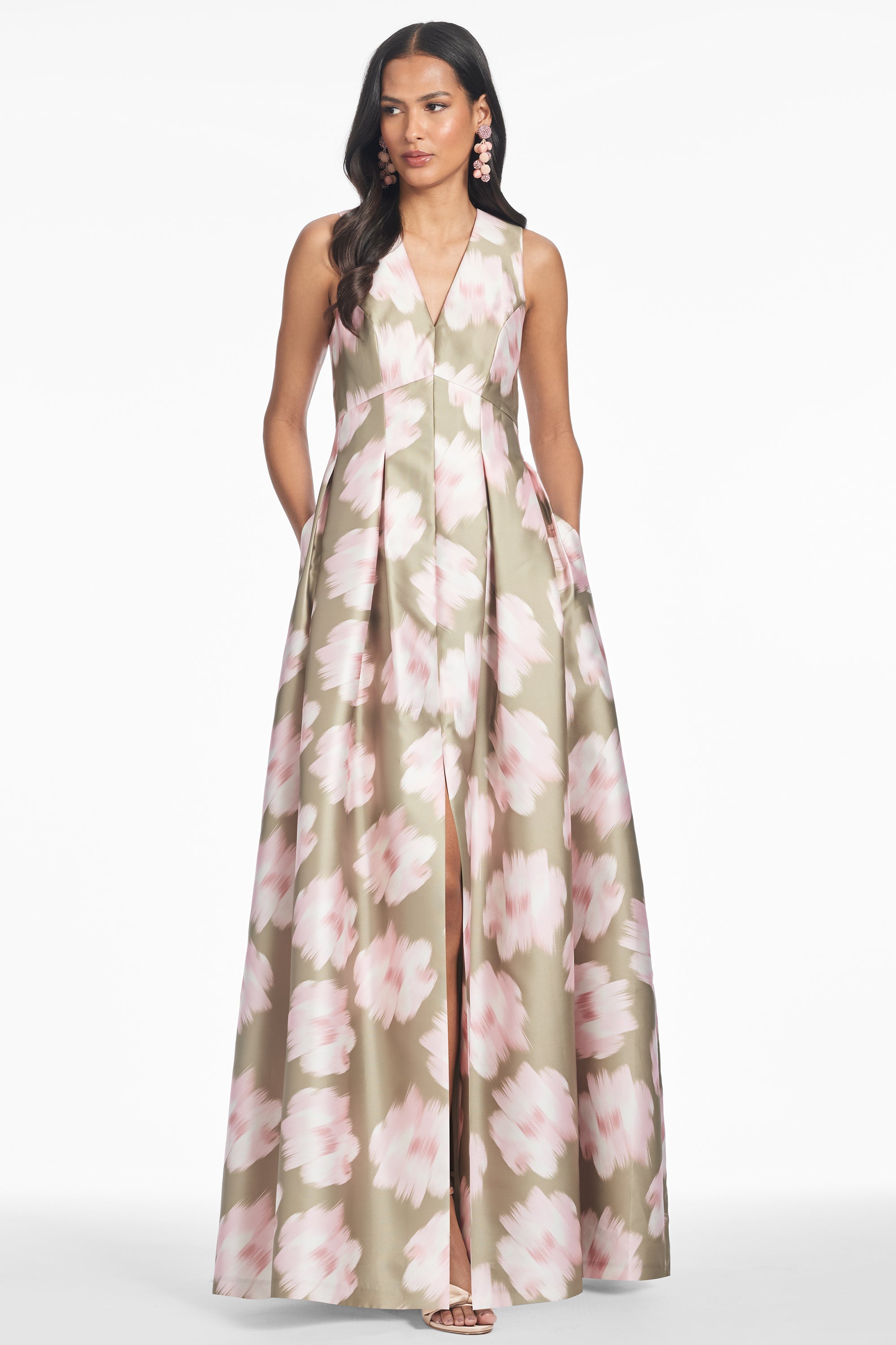 Brooke Gown - Green Ikat Floral