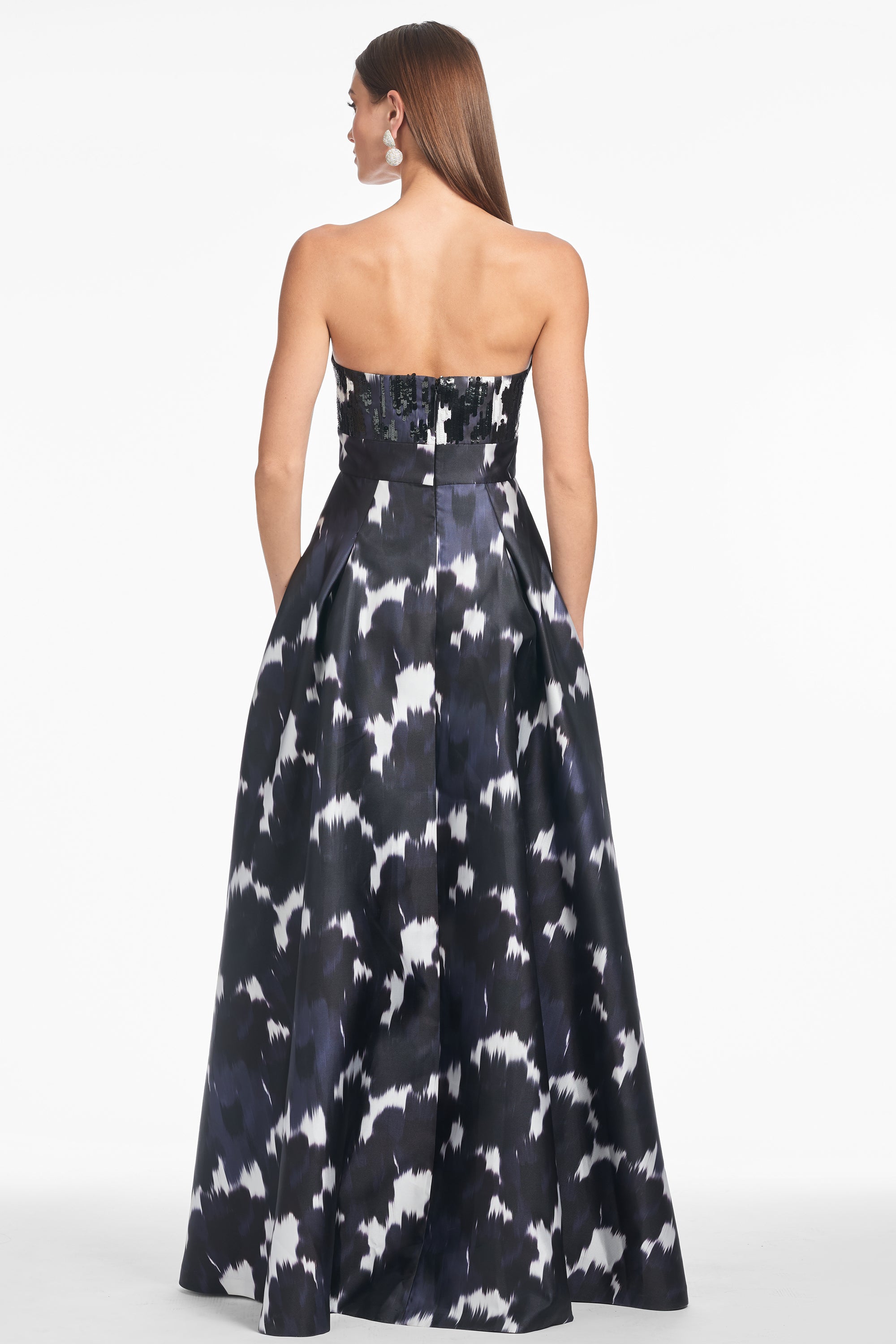 Embellished Giovanna Gown - Dark as Night Ikat