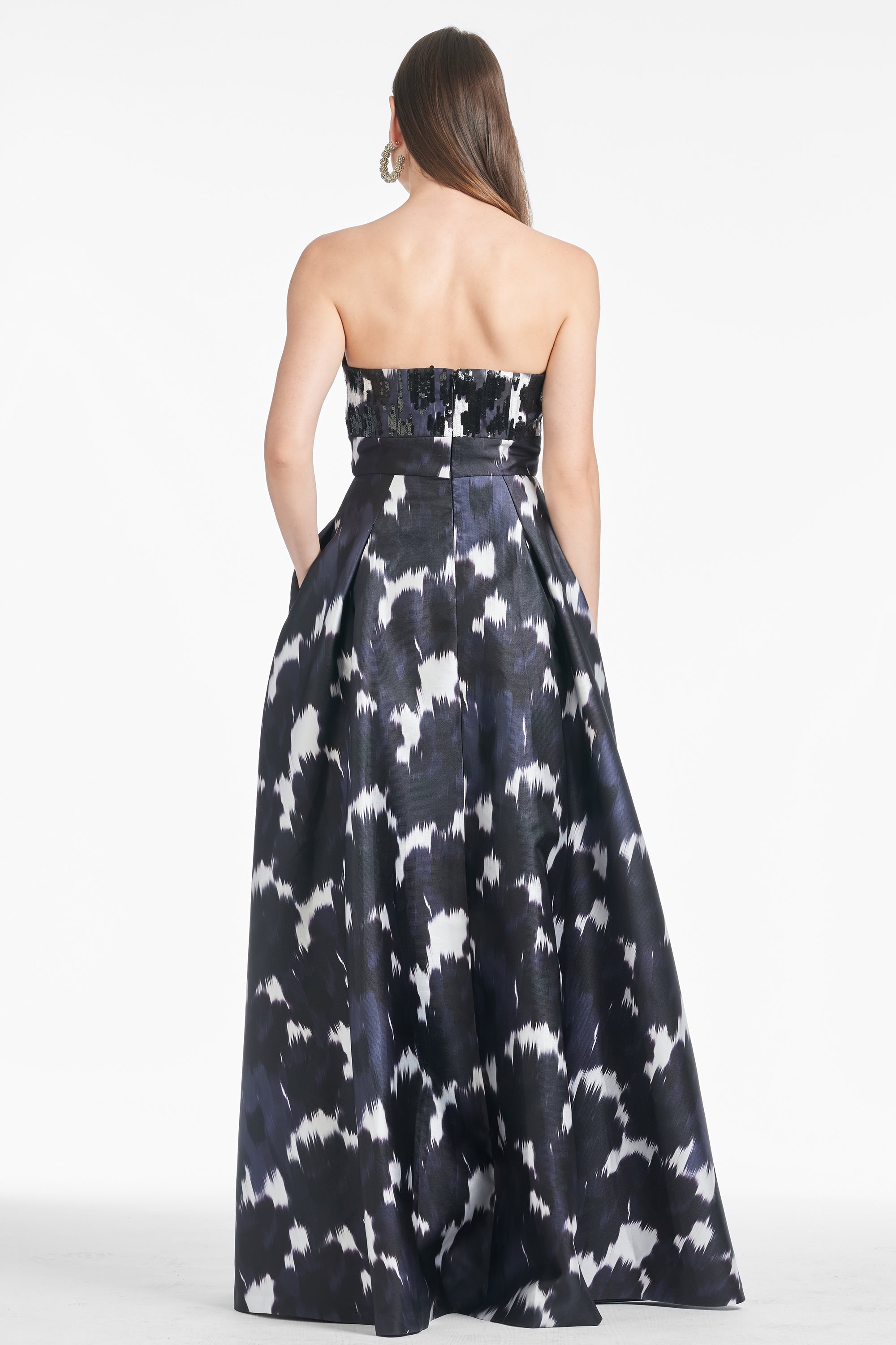 Embellished Giovanna Gown - Dark as Night Ikat