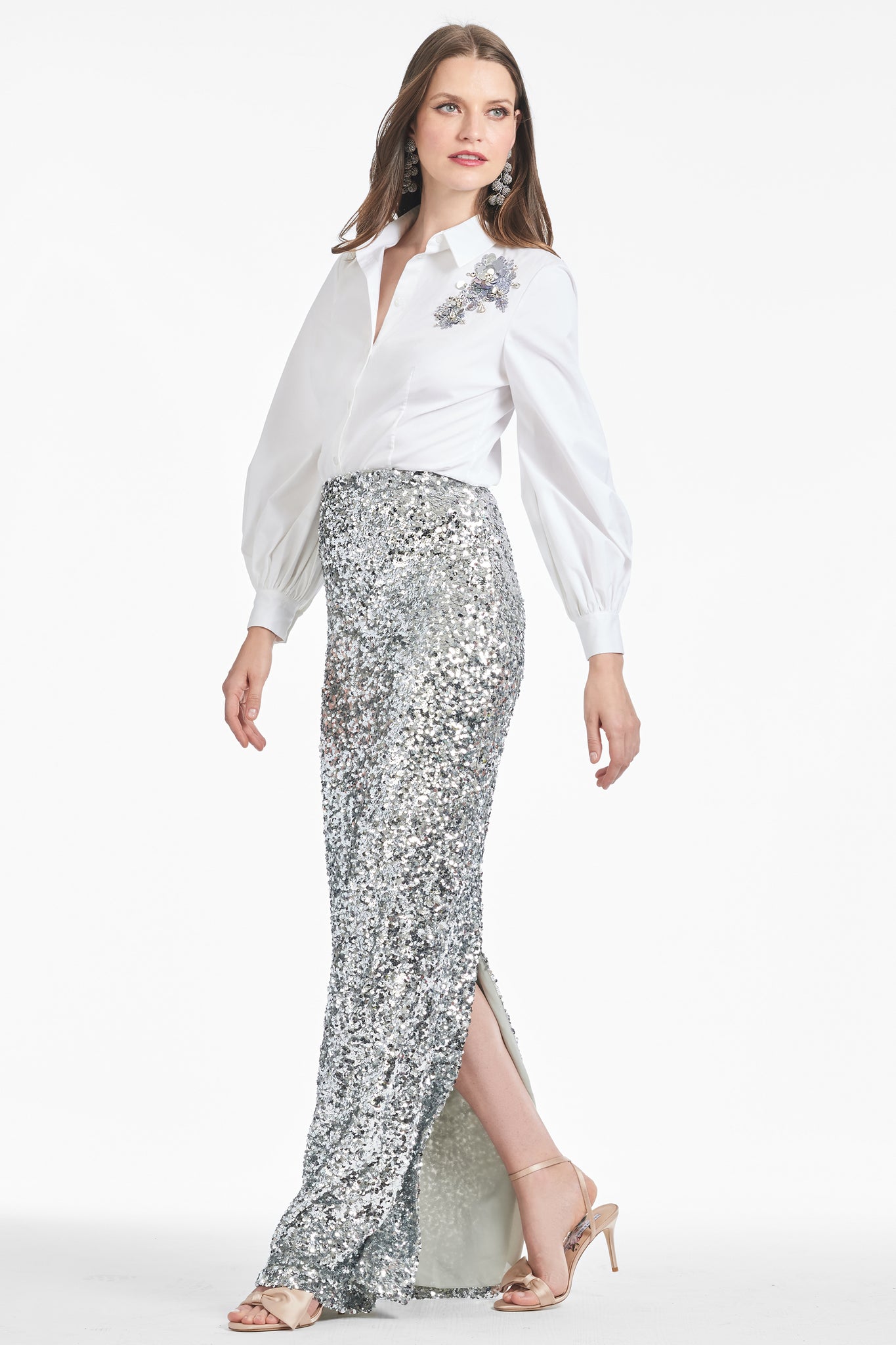 Sequin Isolde Skirt - Silver