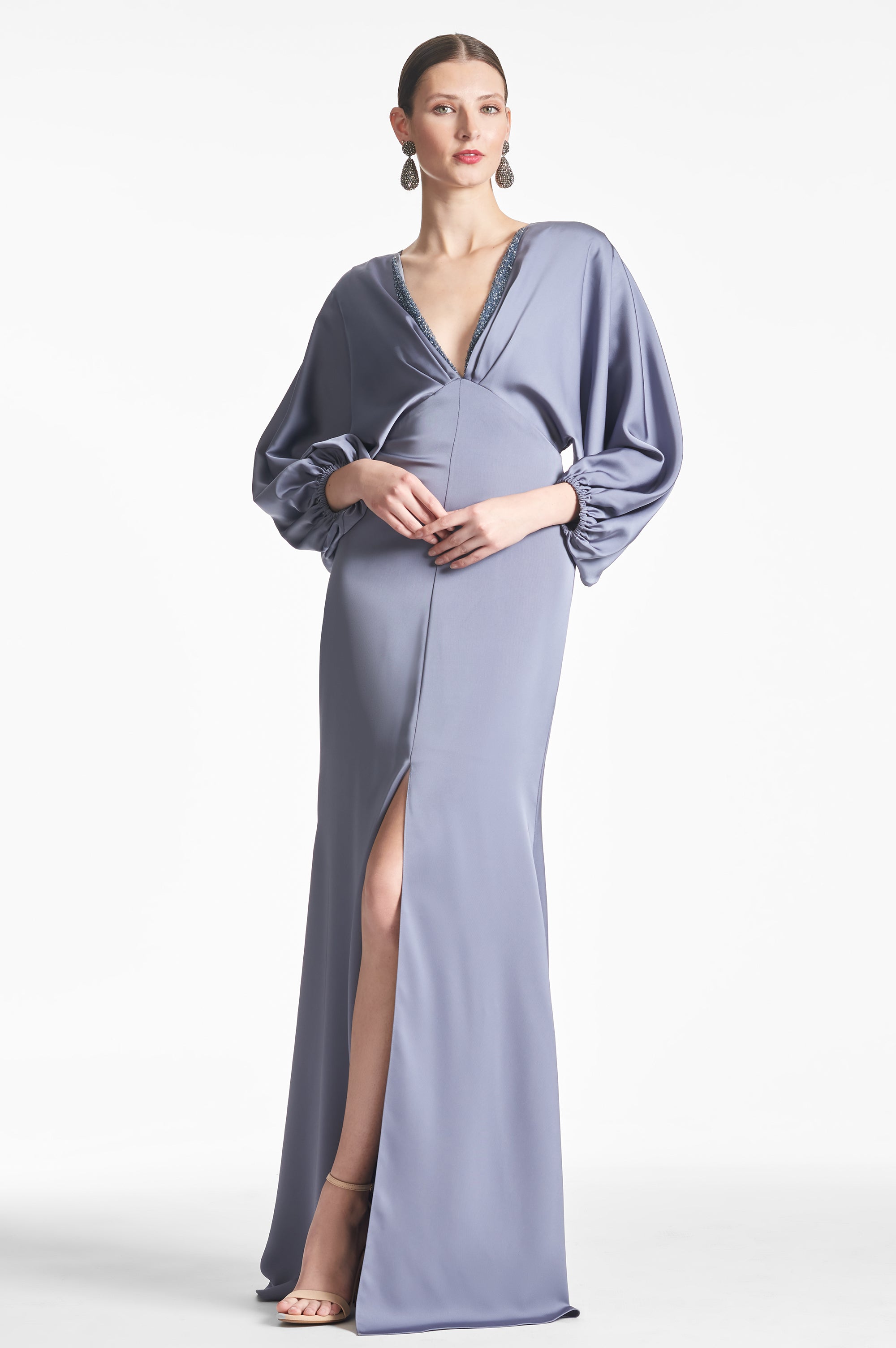 Satin Gabby Gown - Cool Grey - Final Sale