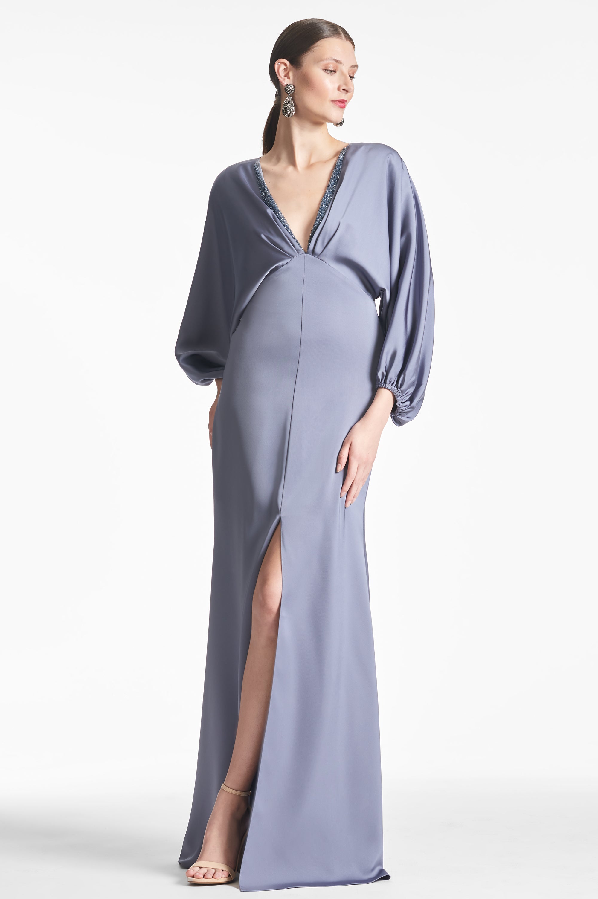 Satin Gabby Gown - Cool Grey - Final Sale