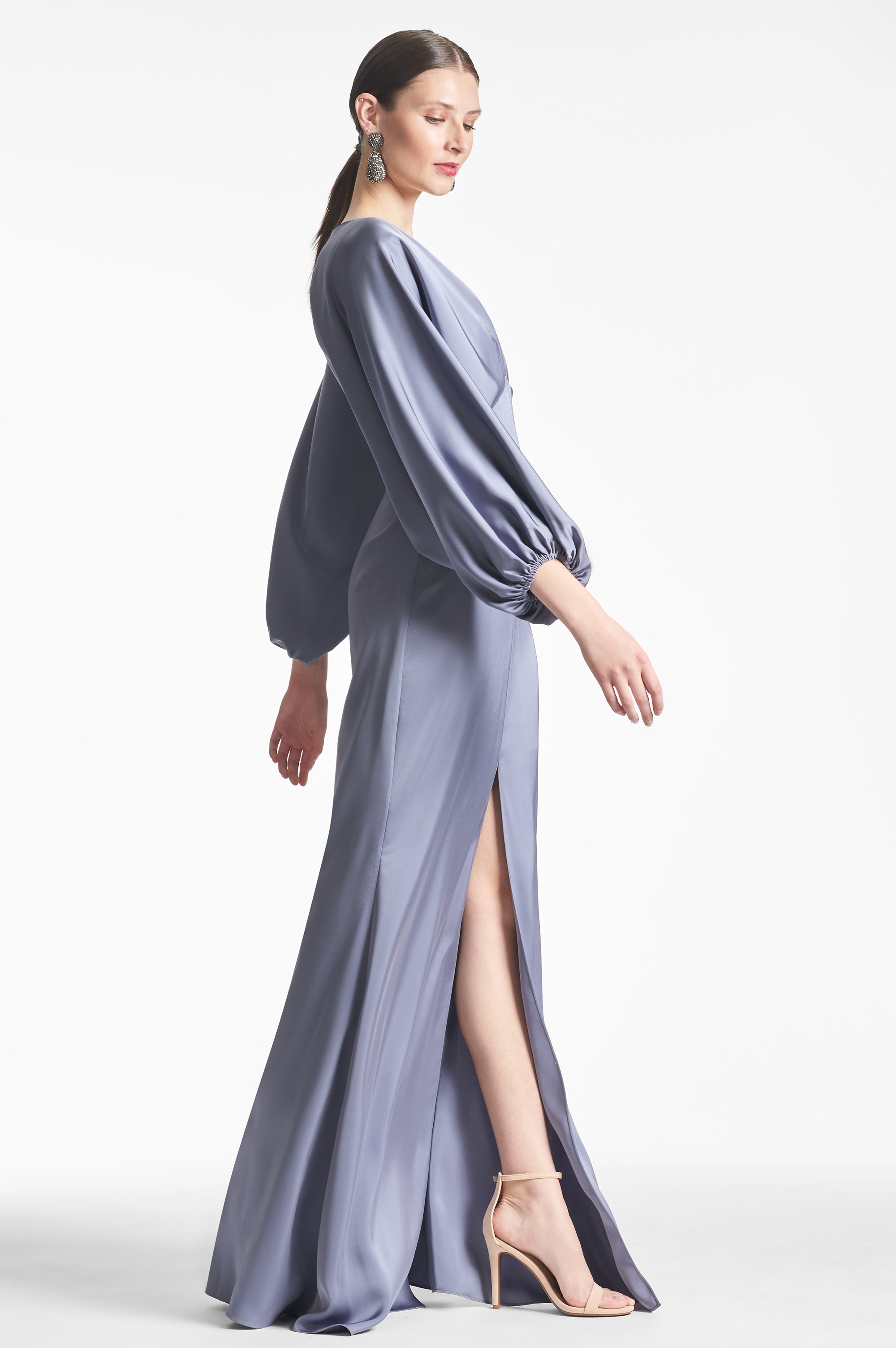 Satin Gabby Gown - Cool Grey - Final Sale