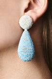 ALENA EARRINGS - POWDER BLUE/WHITE