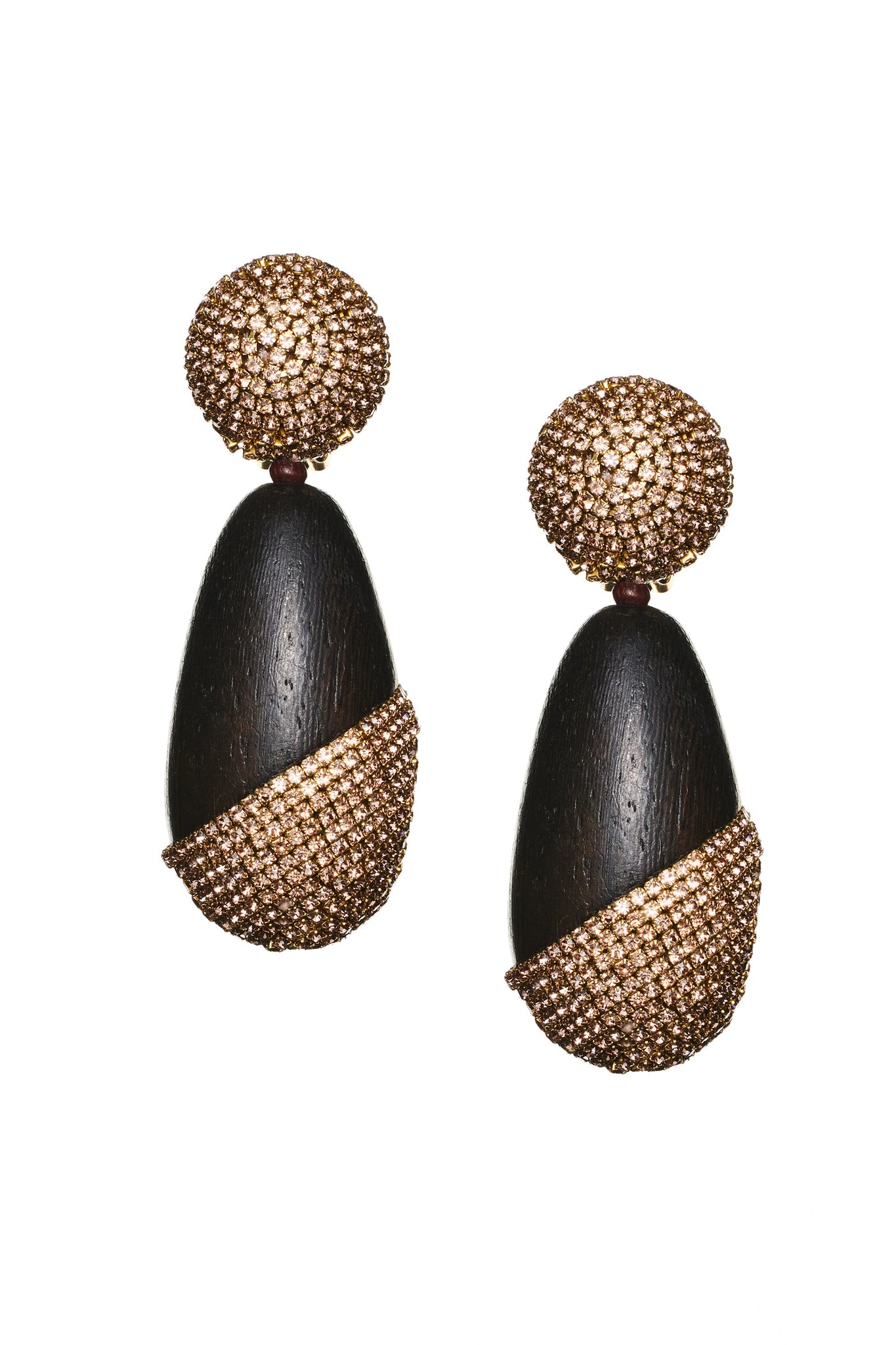 CHRISTINA EARRINGS - ROBLES WOOD/CHAMPAGNE