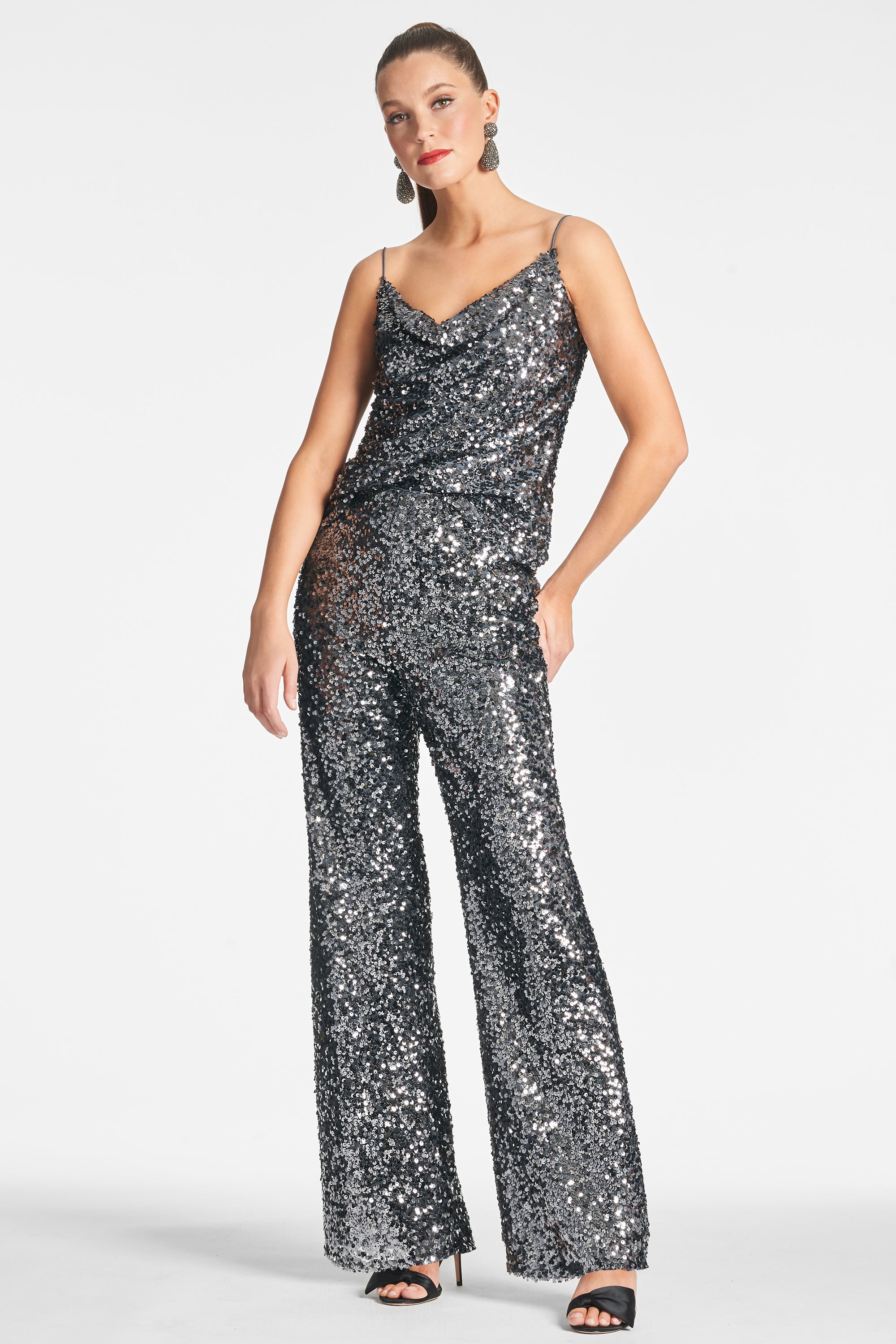 Sequin Alli Pant - Gunmetal - Final Sale