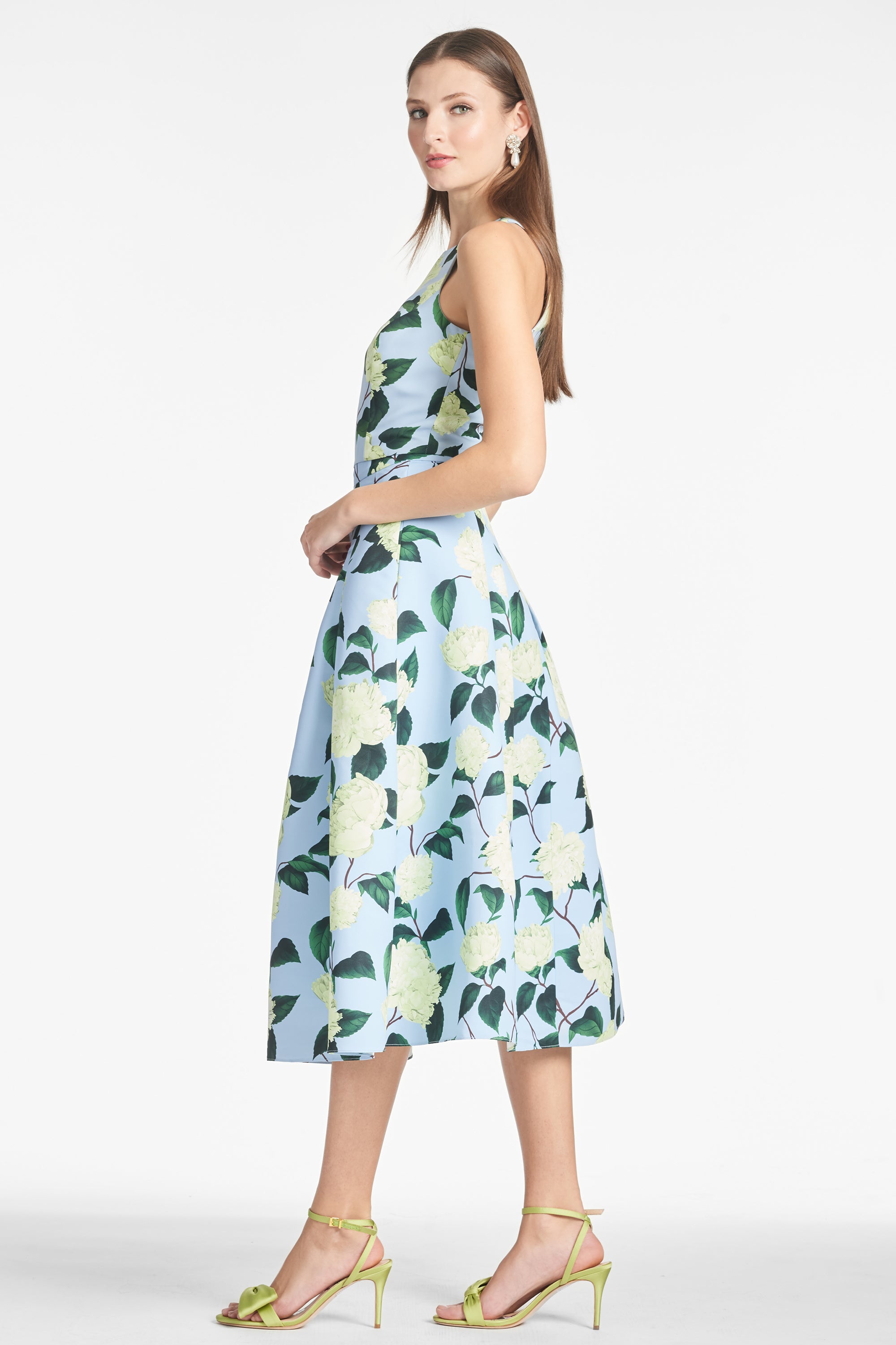 Lydia Skirt - Sky Citrine Peonies - Final Sale