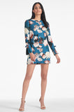 Lily Dress - Teal Garden Crepe Mini Dress - Final Sale