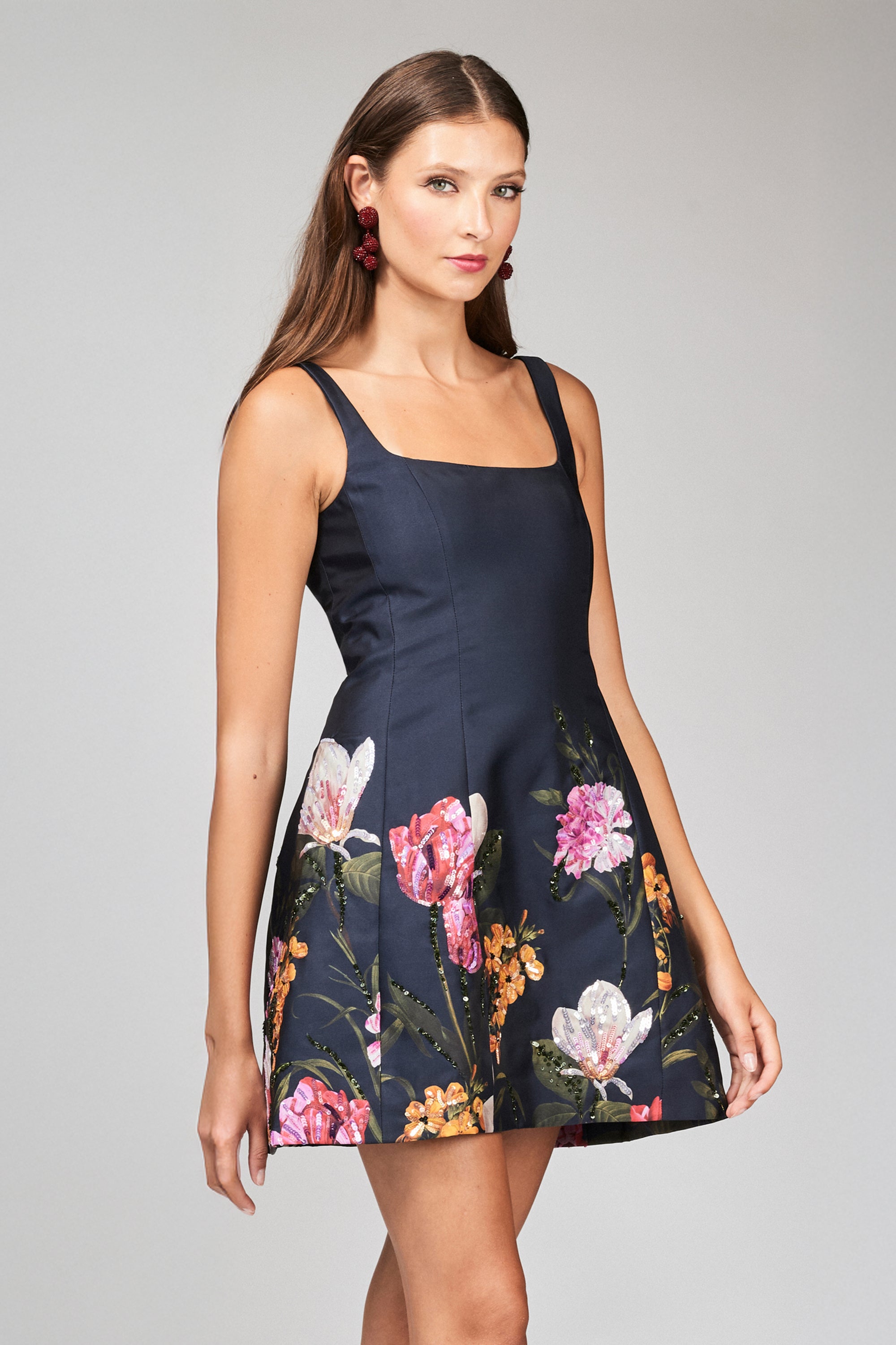 CAROLINE DRESS - DARK MIDNIGHT GARDEN