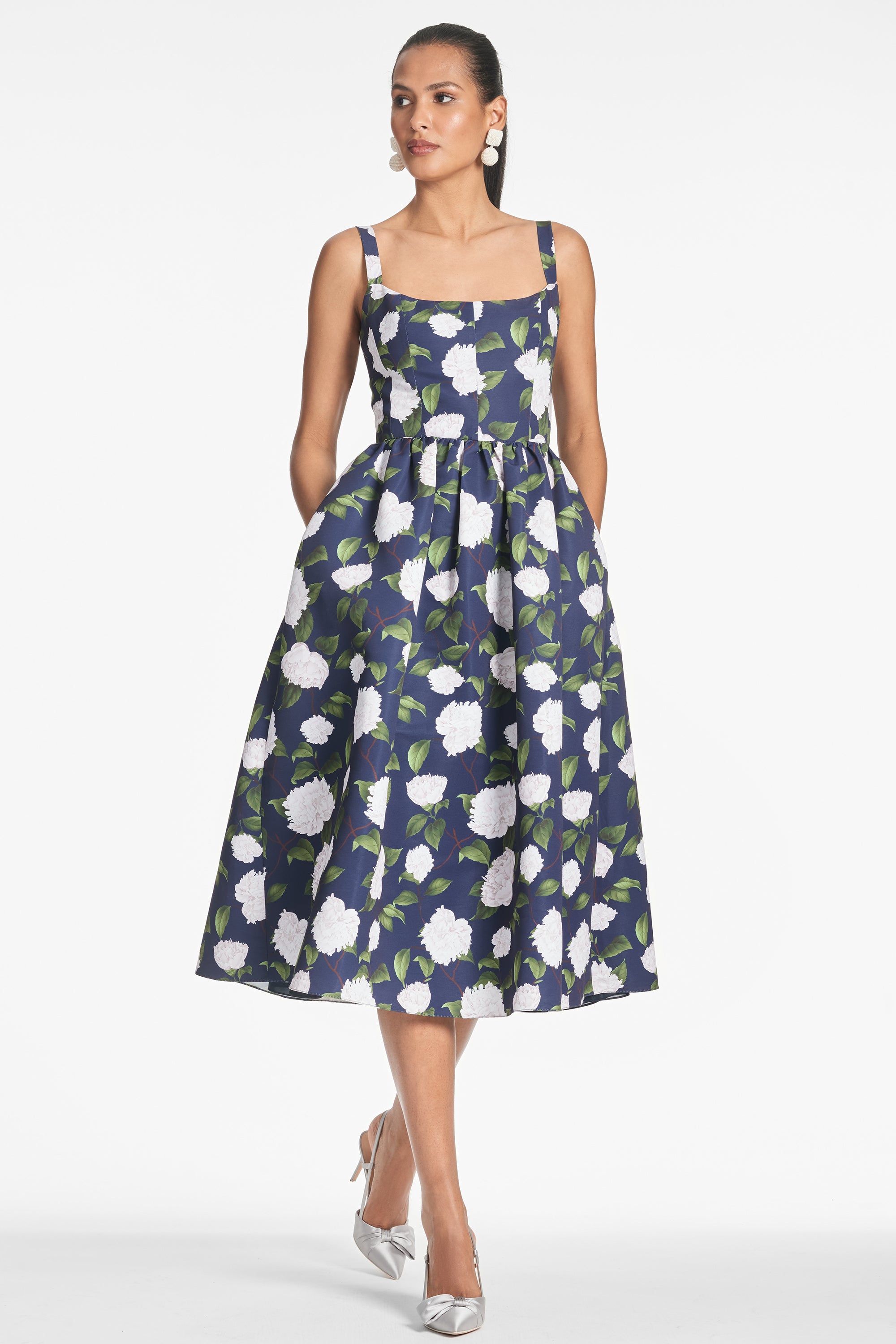 Olena Dress - Navy/Ivory Moonlit Garden