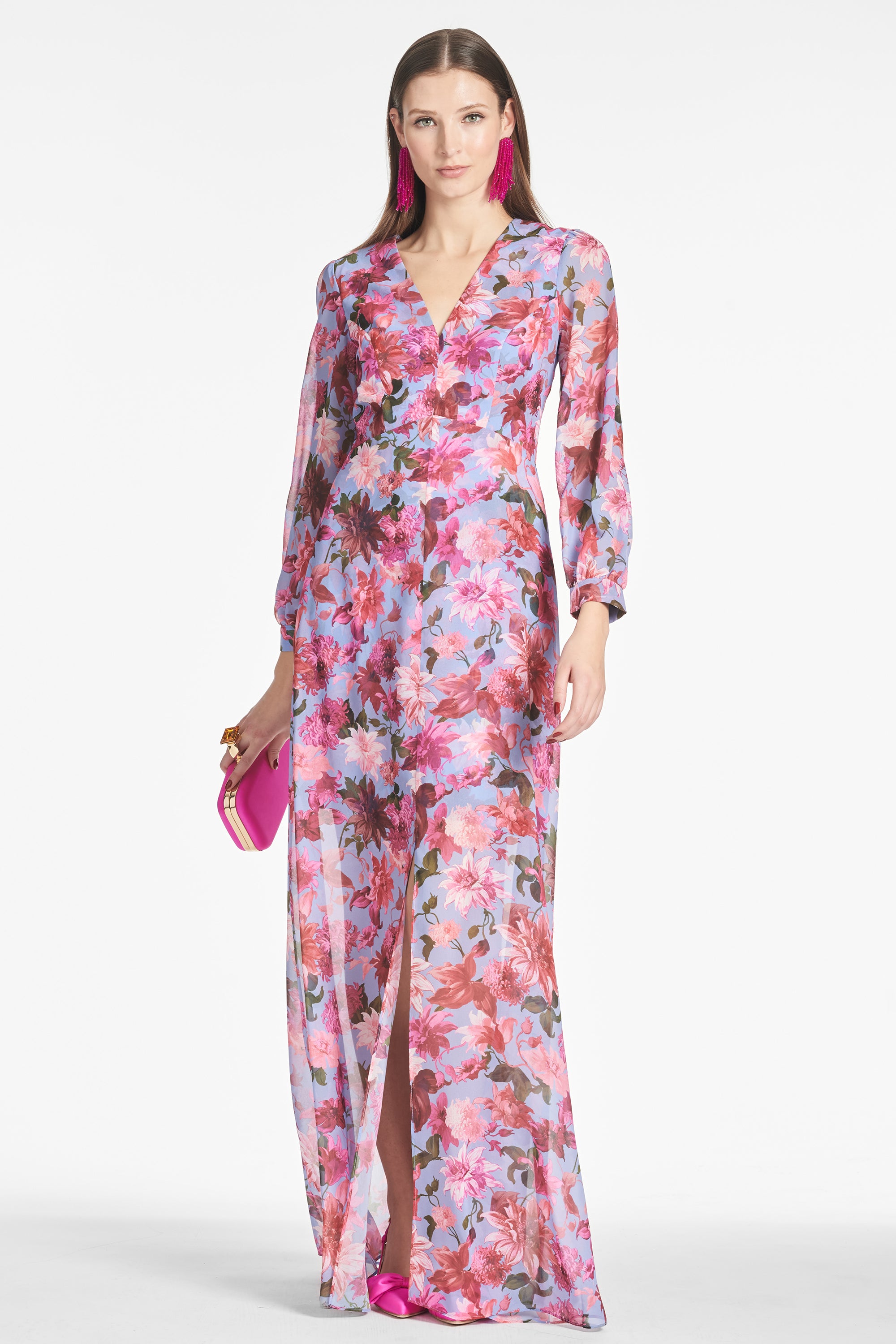 PENNY MAXI DRESS - PINK/PERIWINKLE DAHLIA