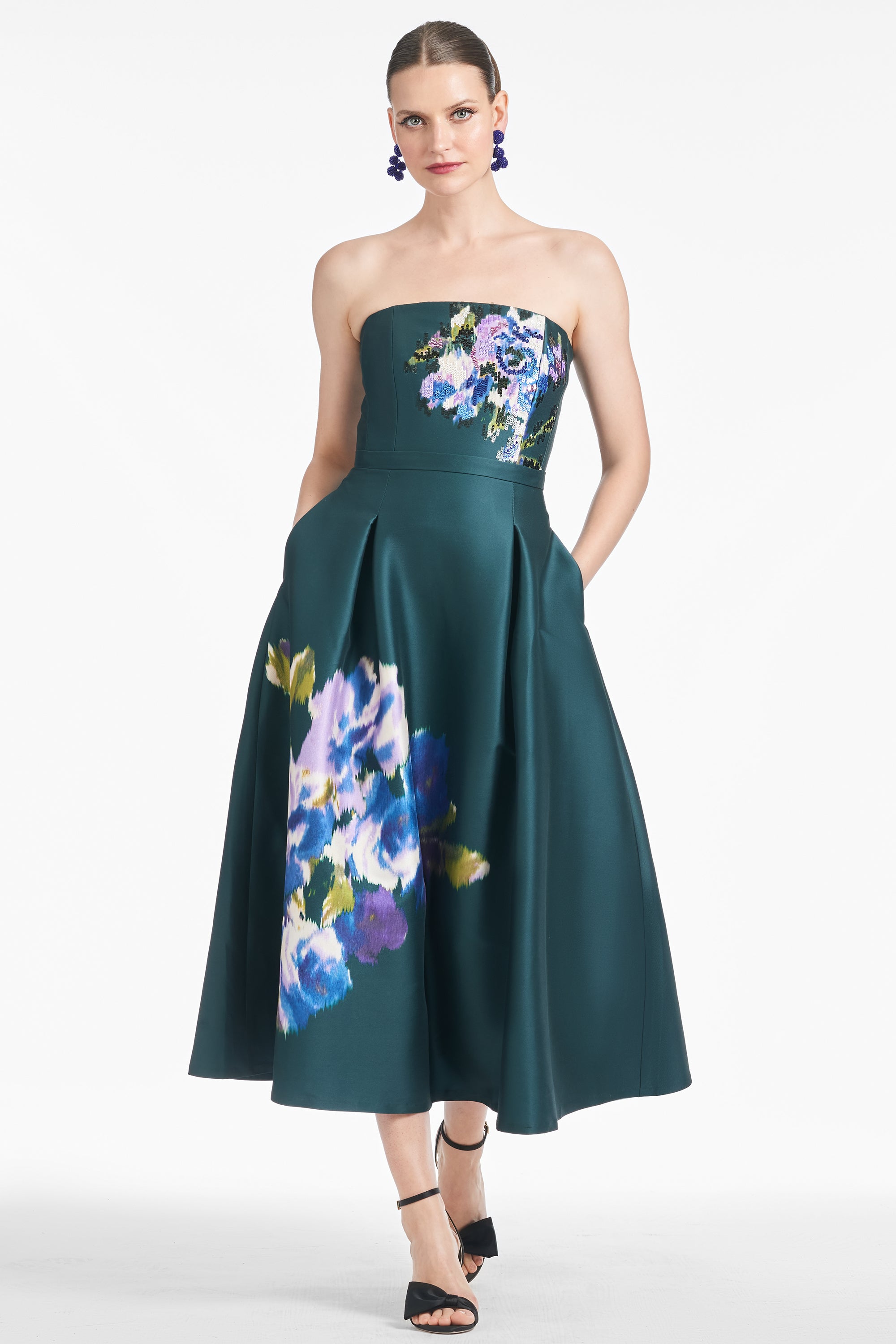 Shay Dress - Forest Green Placement Ikat