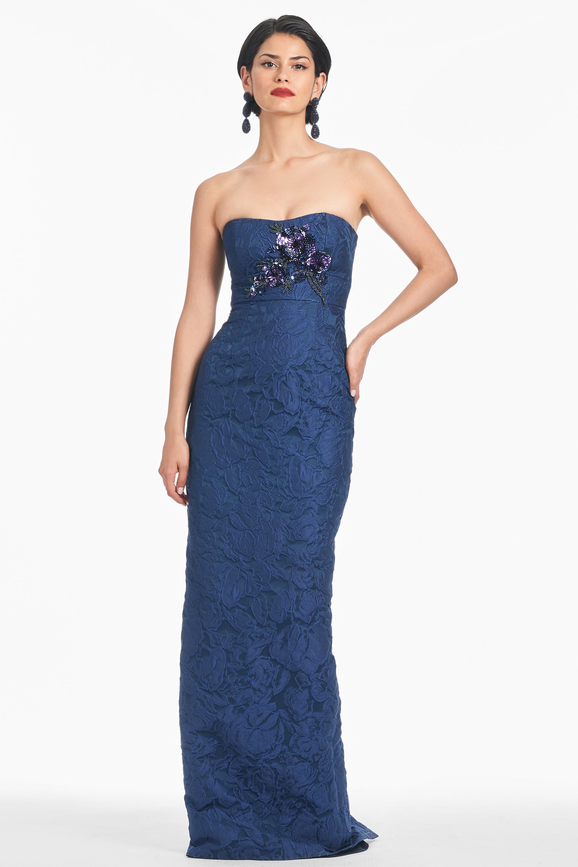 Edie Gown - Deep Ocean Bouquet