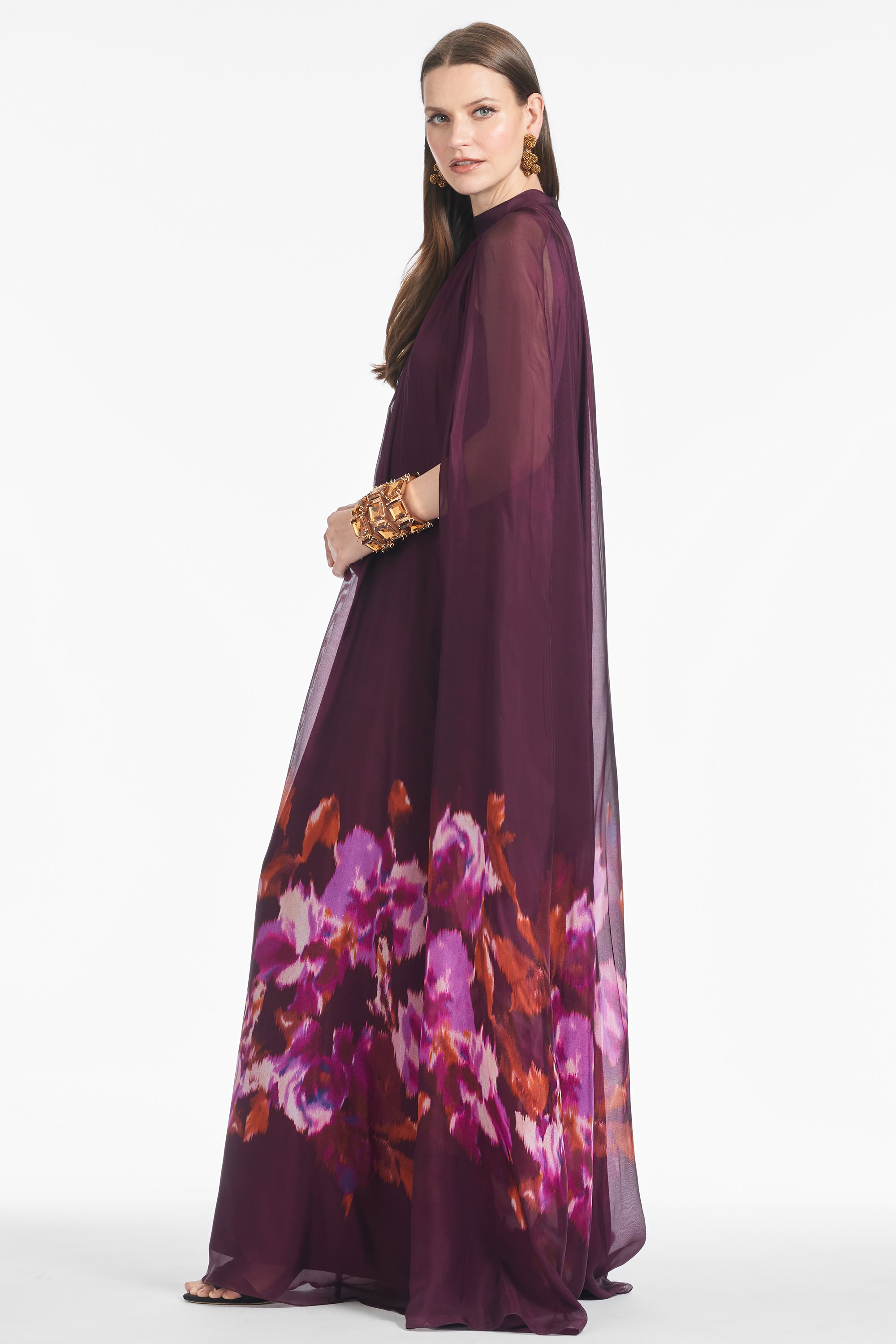 Tiana Gown - Mixed Berry Ikat Border