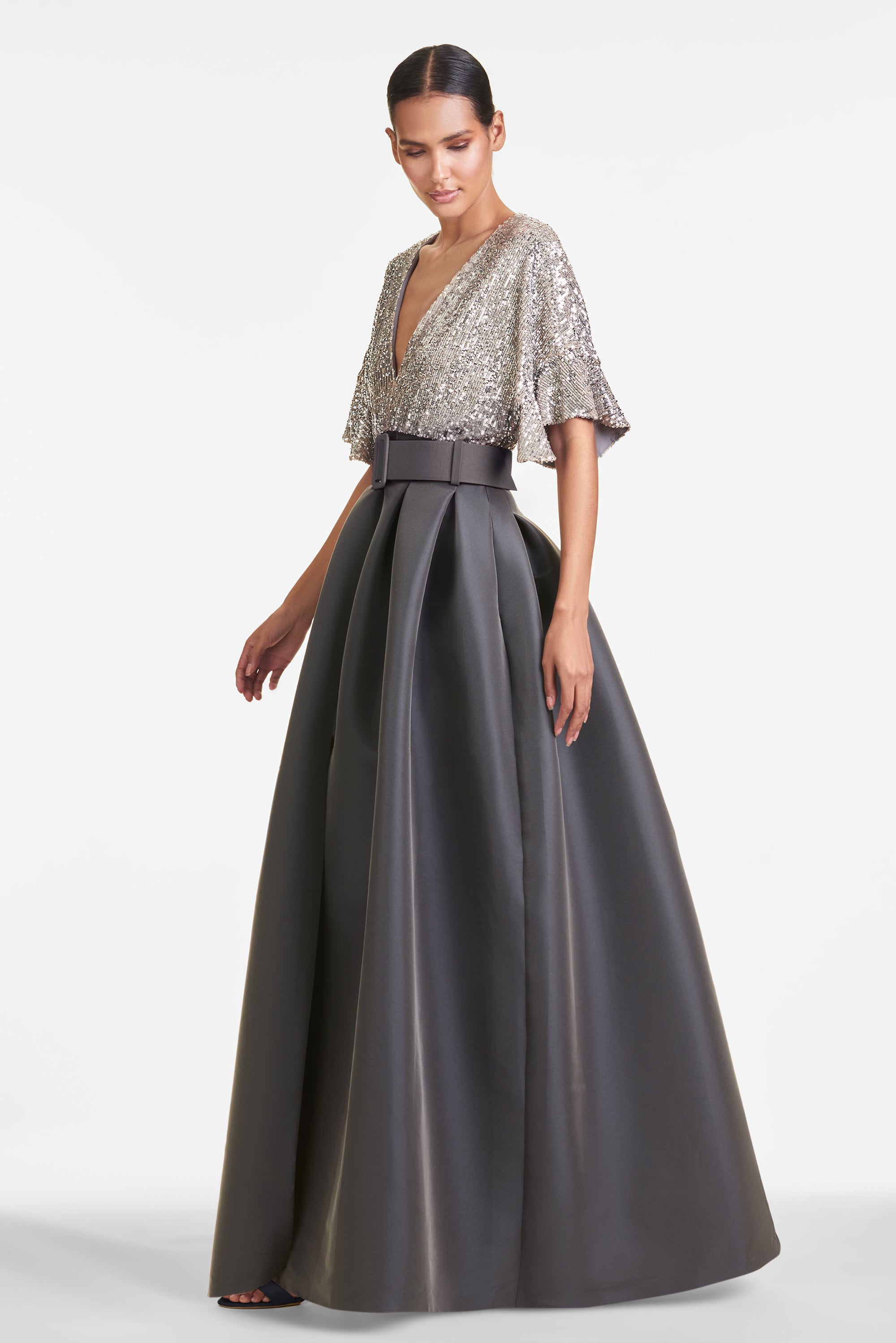 Simone Gown - Silver/Charcoal