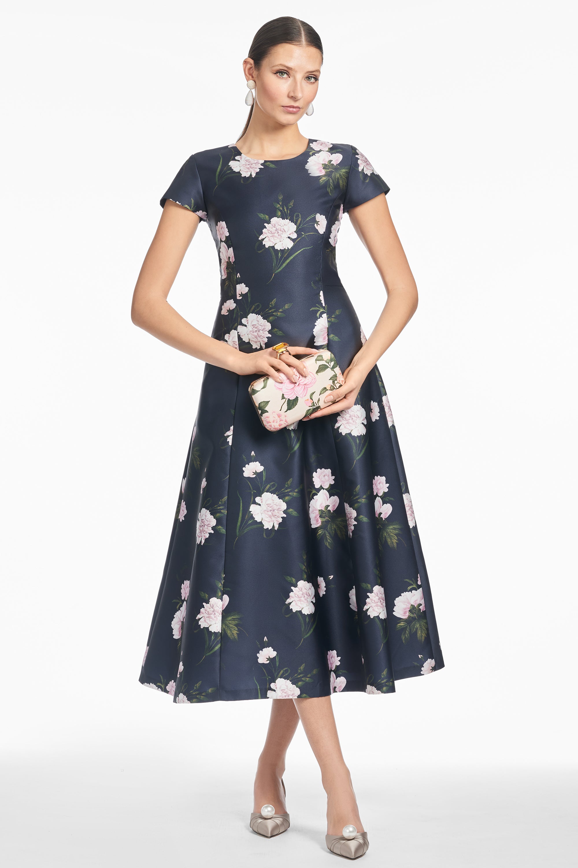 JACKIE DRESS - DARK MIDNIGHT CARNATIONS