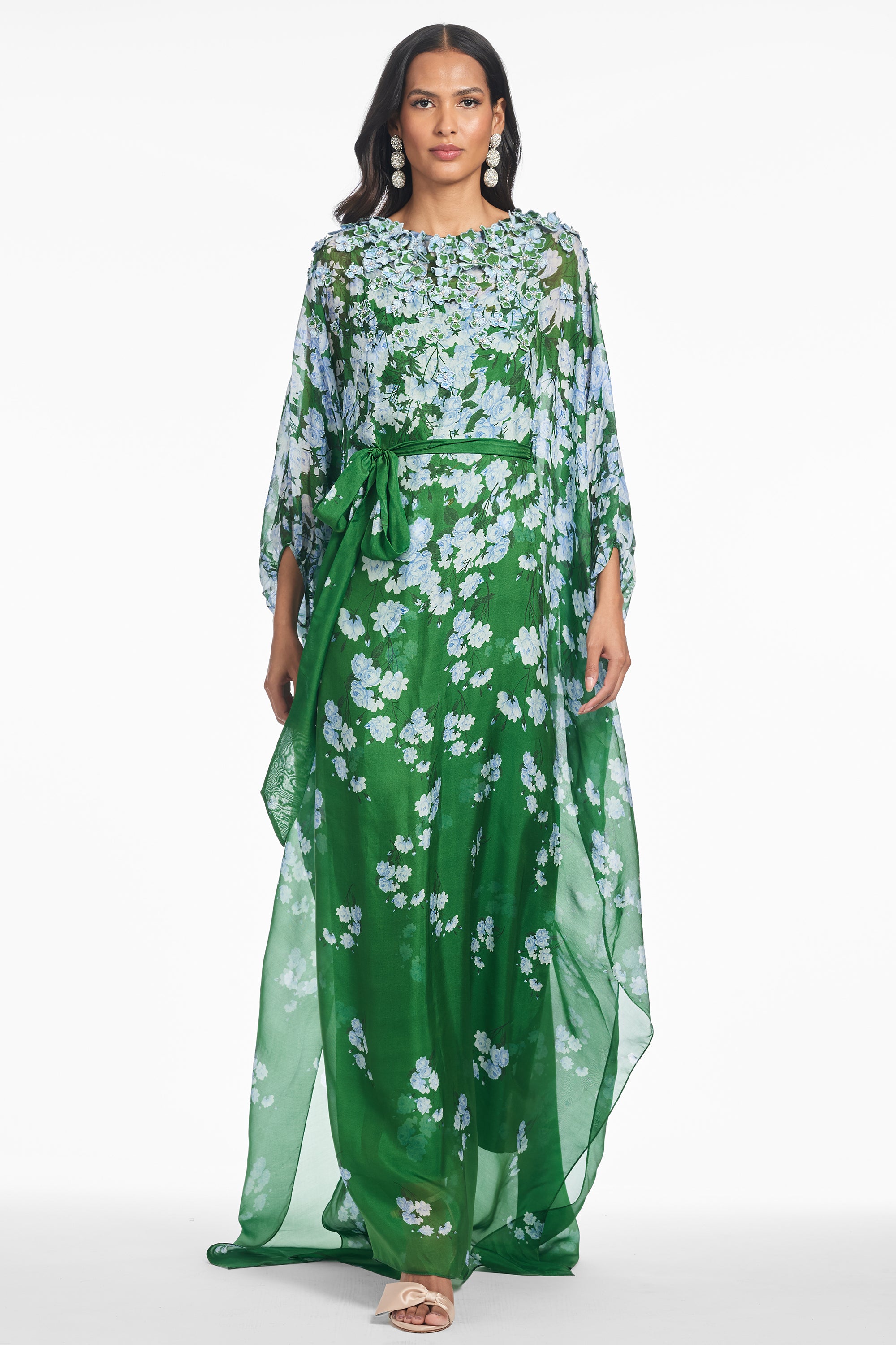 GILDA GOWN - KELLY GREEN DEGRADE FLORALS