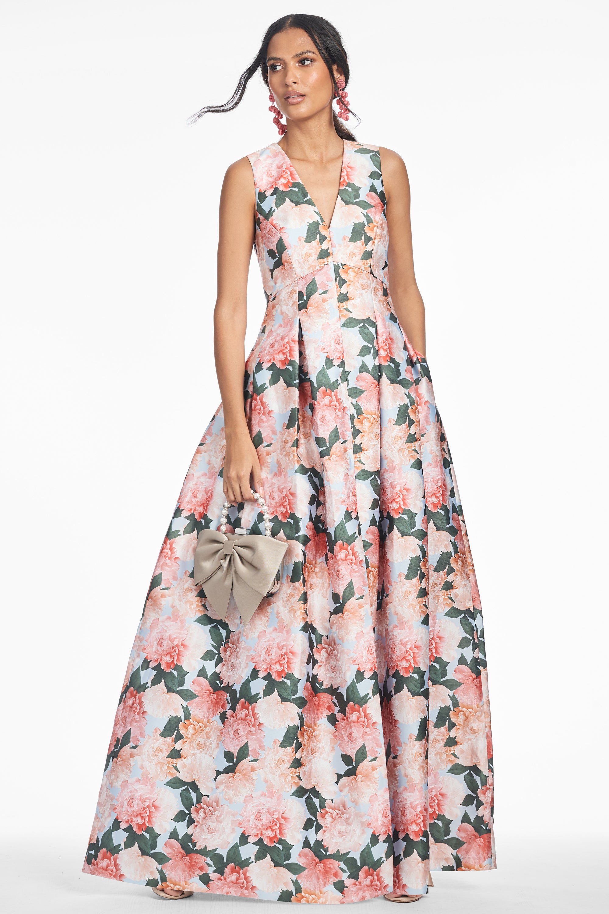 BROOKE GOWN - PEACH PEONIES