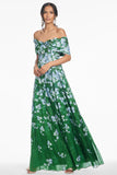 KENNEDY GOWN - KELLY GREEN DEGRADE FLORALS