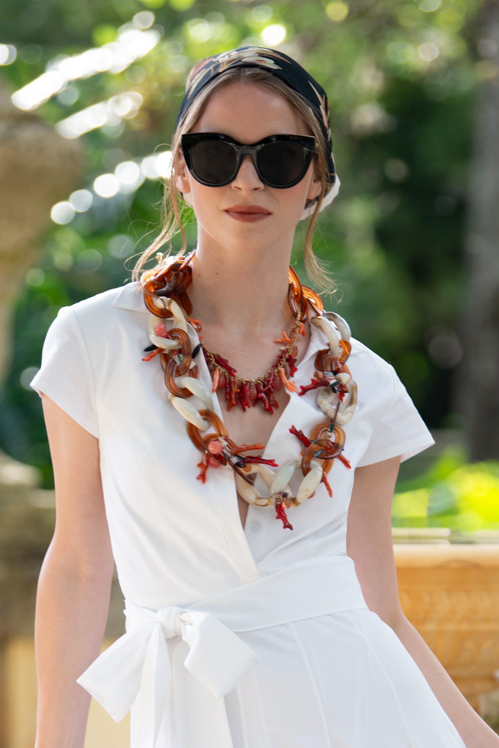 Sandy Necklace - Coral/Amber