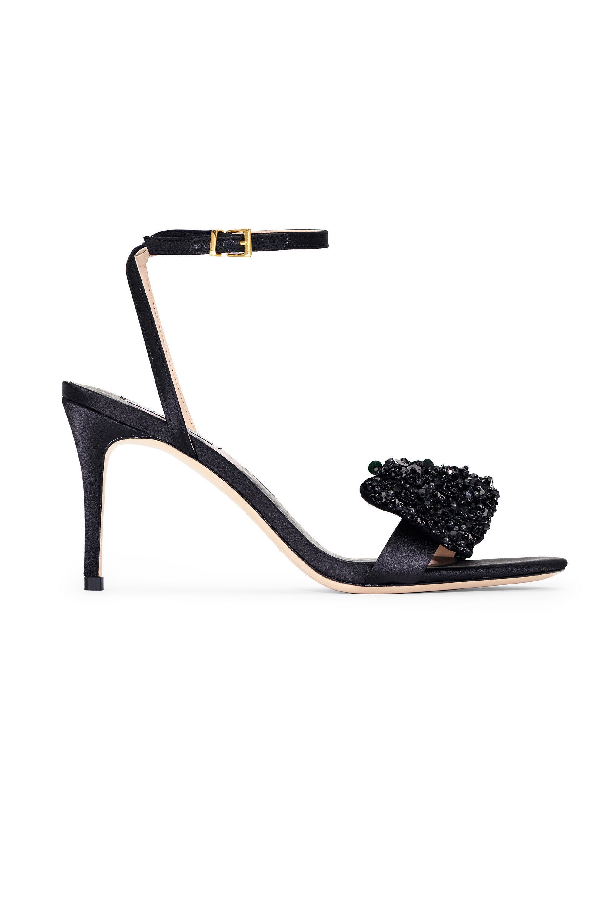 Chelsea Embellished Obi-Bow Open Toe - Black