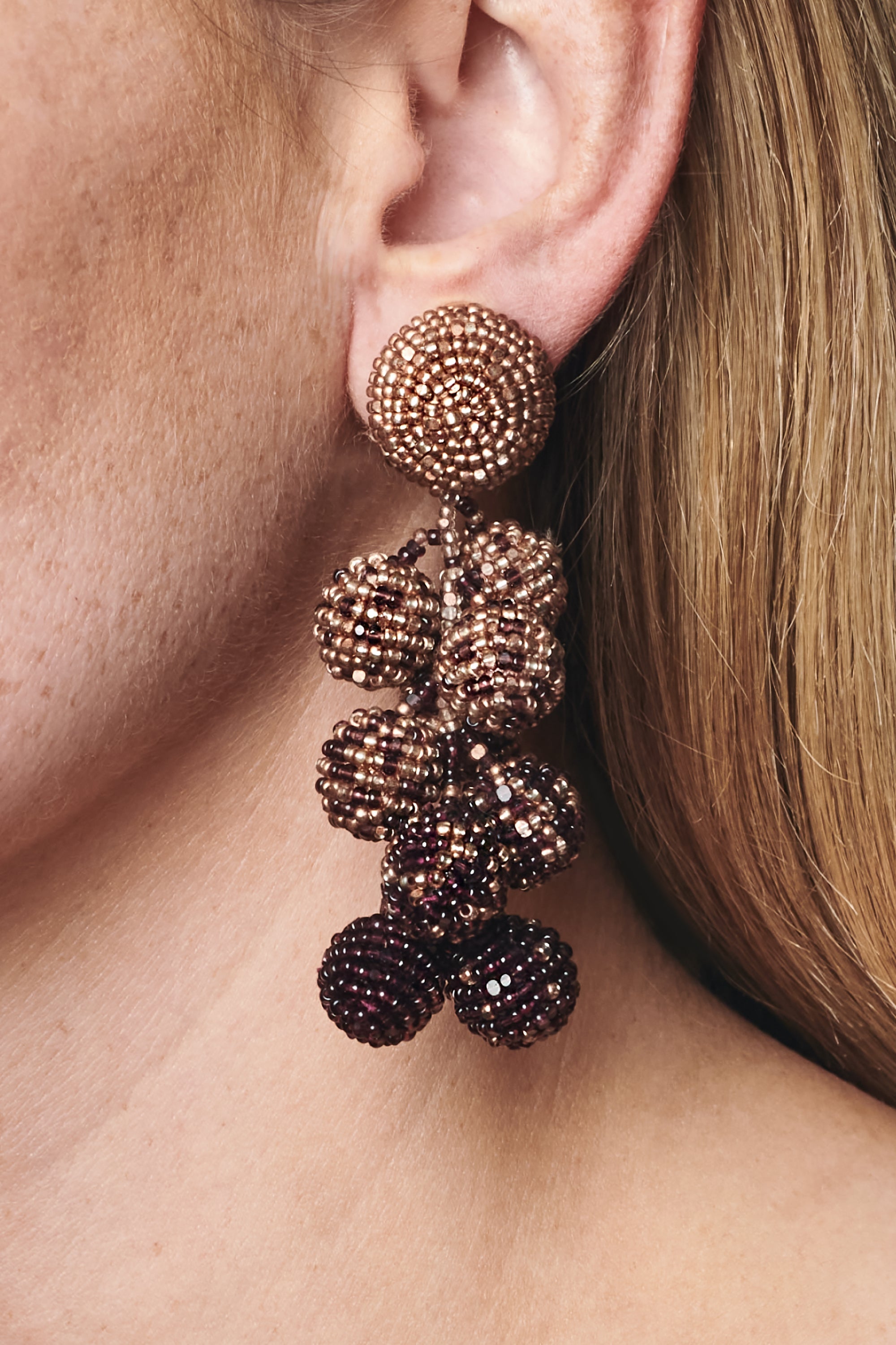 COCONUTS EARRINGS - ROSE GOLD/AUBERGINE