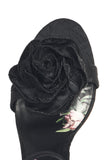 CHELSEA WITH ROSE OPEN TOE - BLACK