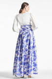 Zoe Gown - Off White/Azure Watercolor - Final Sale