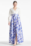 Zoe Gown - Off White/Azure Watercolor - Final Sale