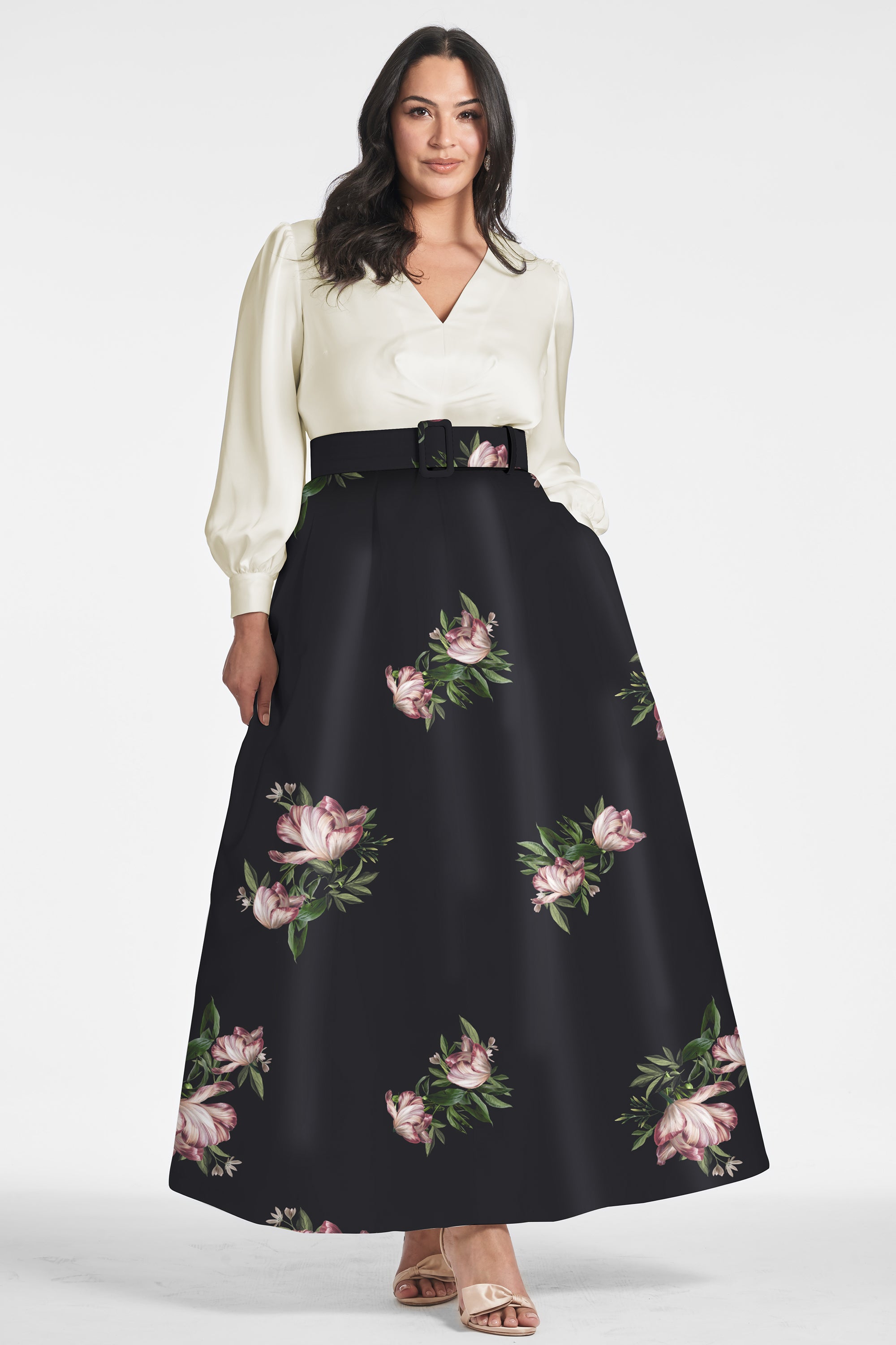 Zoe Gown - Ivory/Noir Blossom