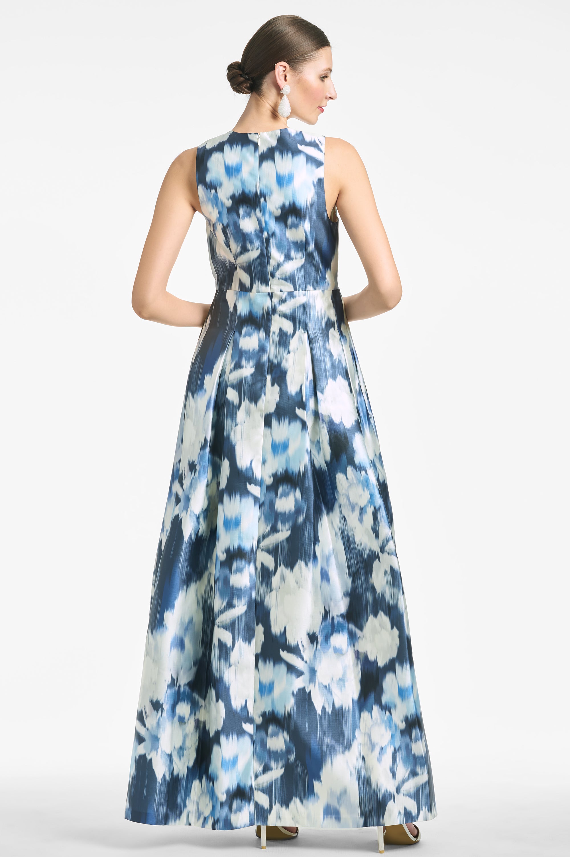 Brooke Gown - Blue Ikat Floral - Final Sale