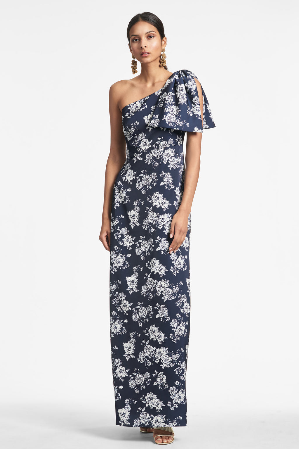 Chelsea Gown in Navy & Ivory Peony - Sachin & Babi