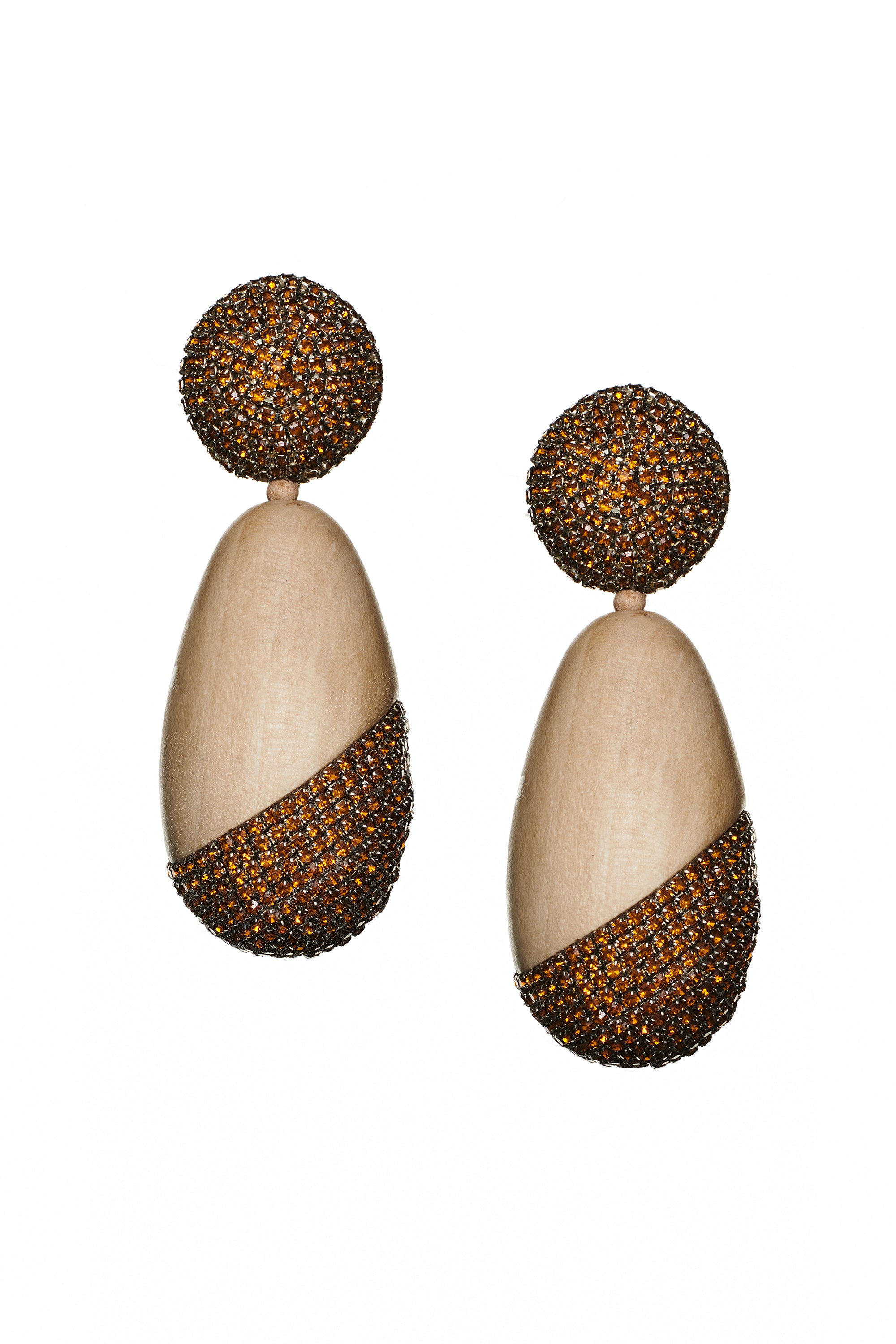 Christina Earrings - Wood / Crystals