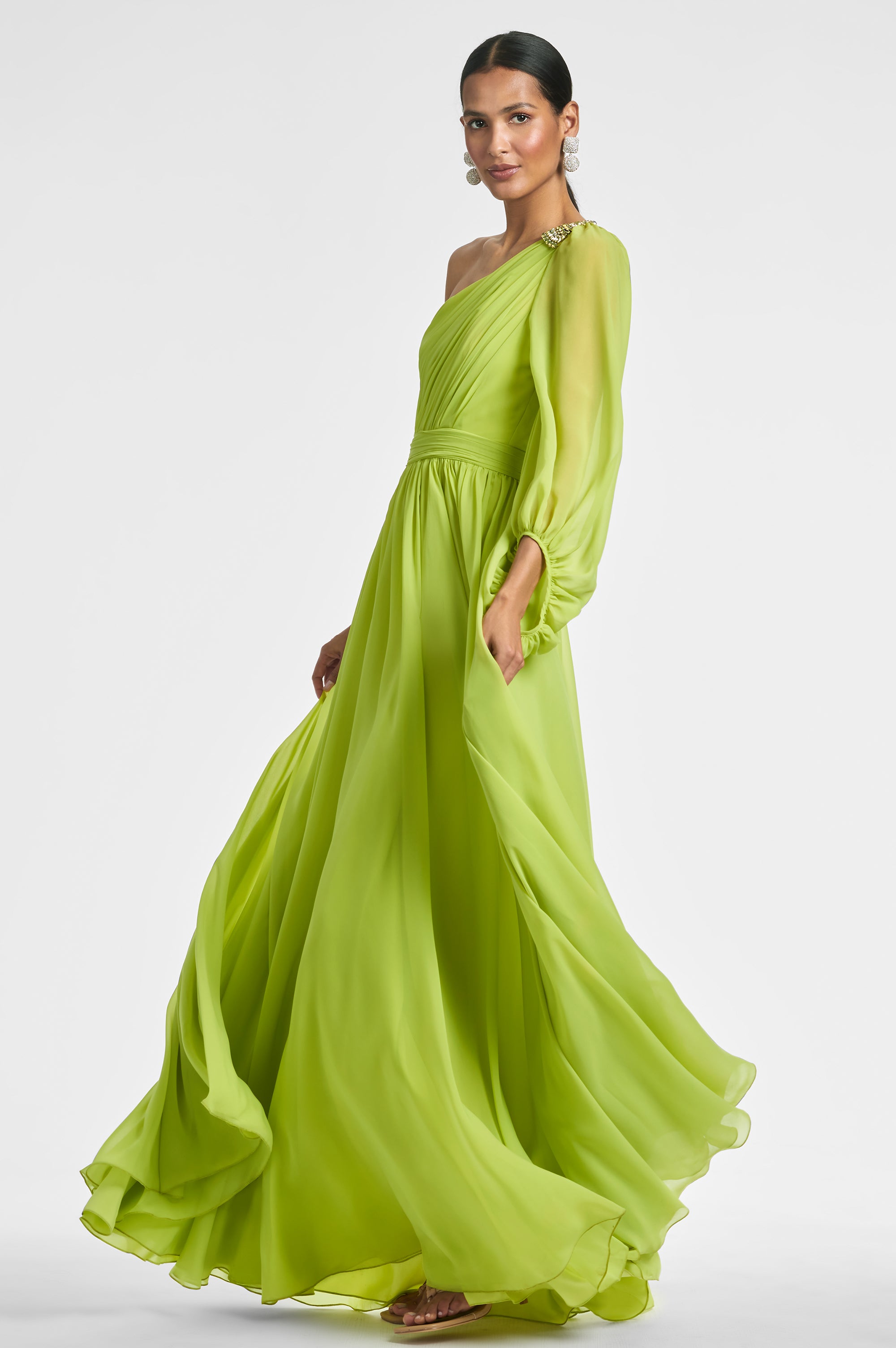 Makayla Gown - Chartreuse - Final Sale