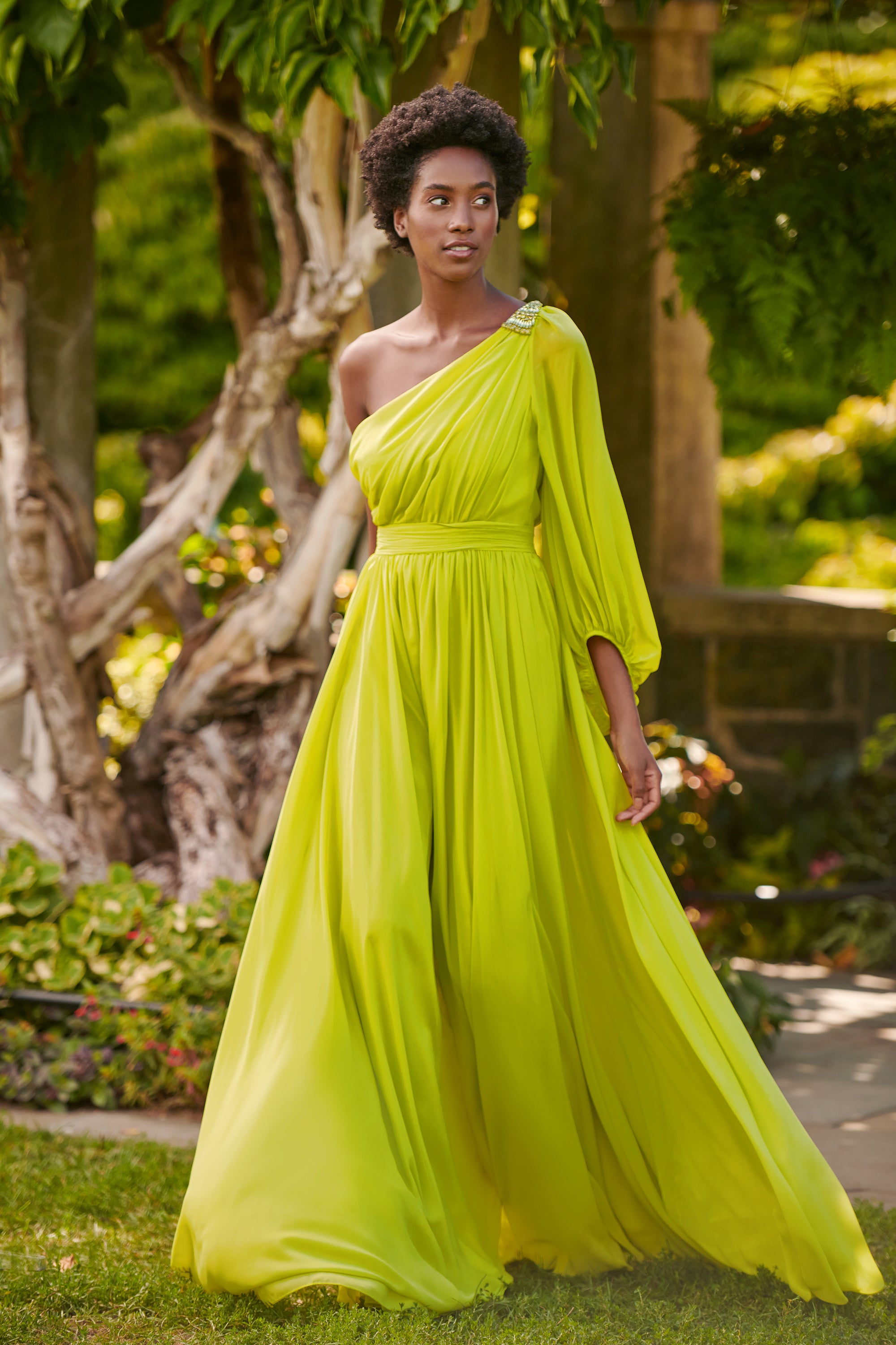 Makayla Gown - Chartreuse - Final Sale