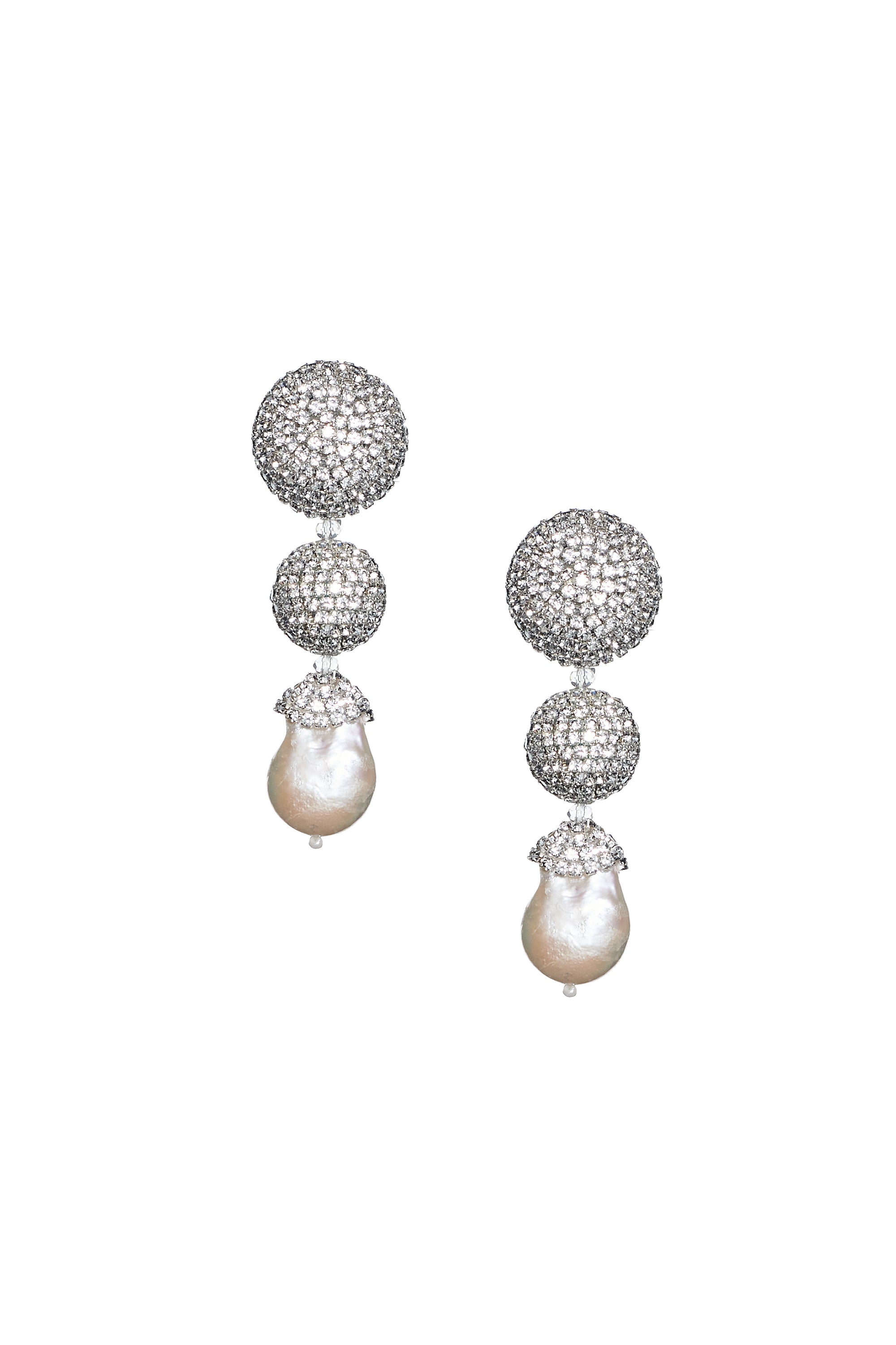 MARIBEL EARRINGS - CLEAR CRYSTALS/BAROQUE PEARL