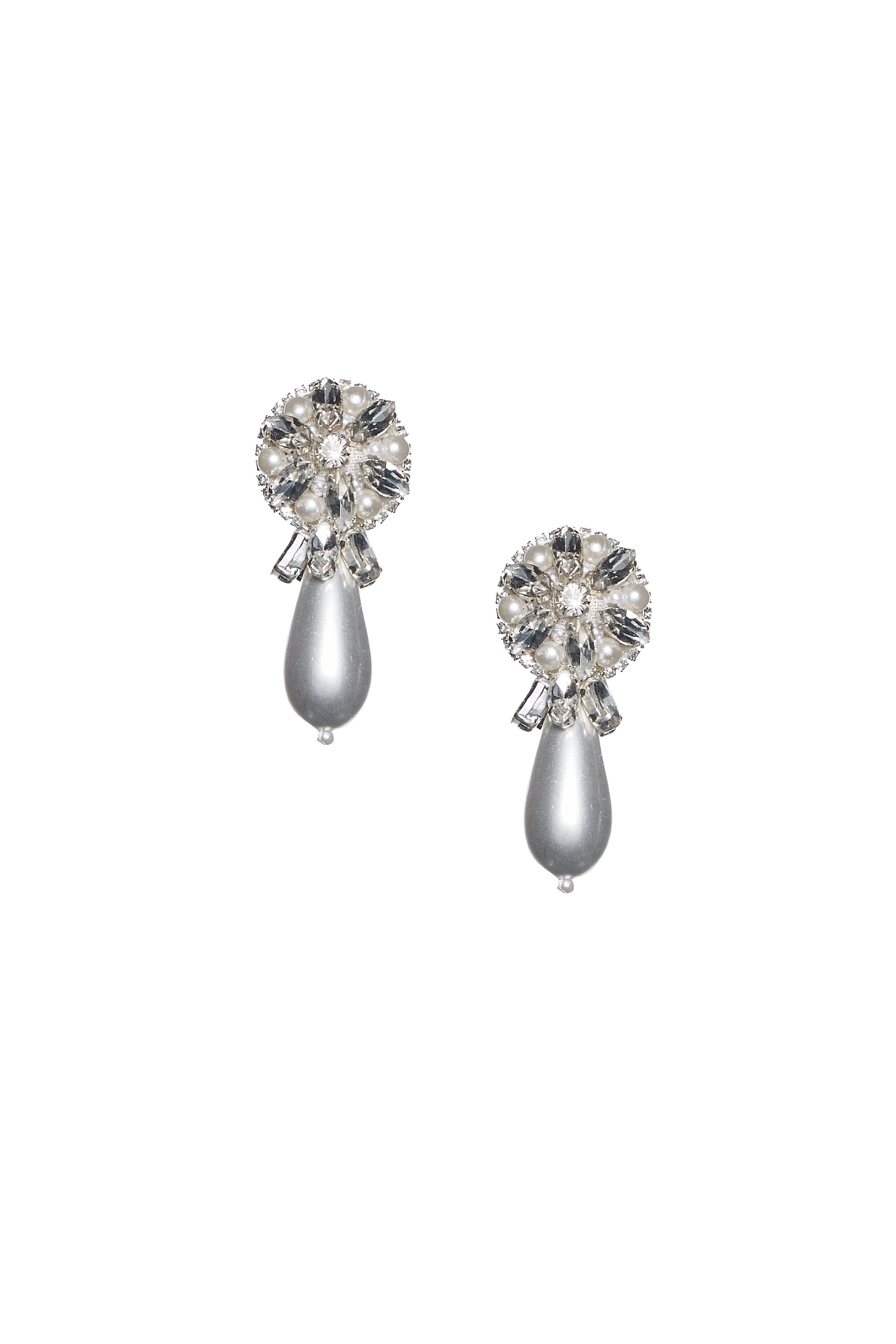 ELISHA EARRINGS - CLEAR CRYSTALS/PEARL